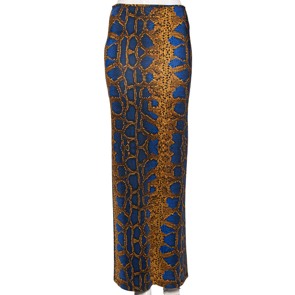 Pre Owned Just Cavalli Multicolored Snake Print Jersey Skirt XS