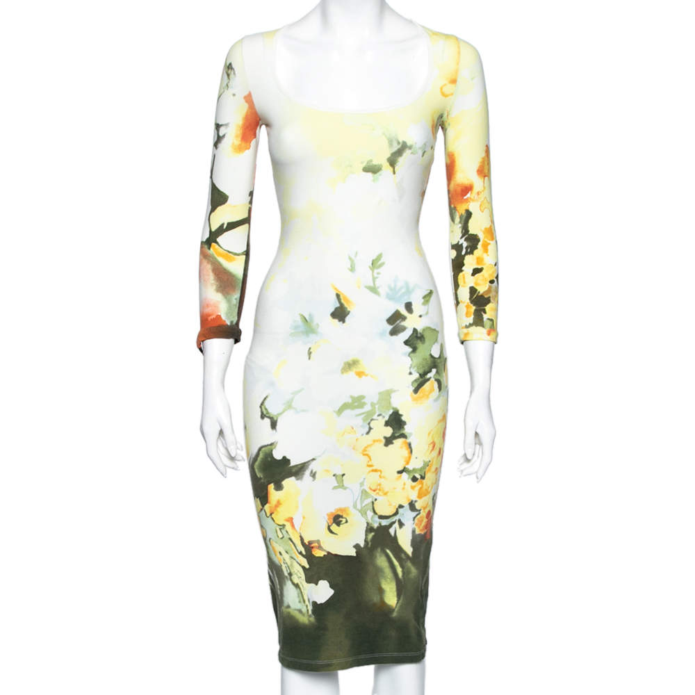 مملوكة مسبقًا Just Cavalli Multicolored Printed Jersey Long Sleeve Dress S