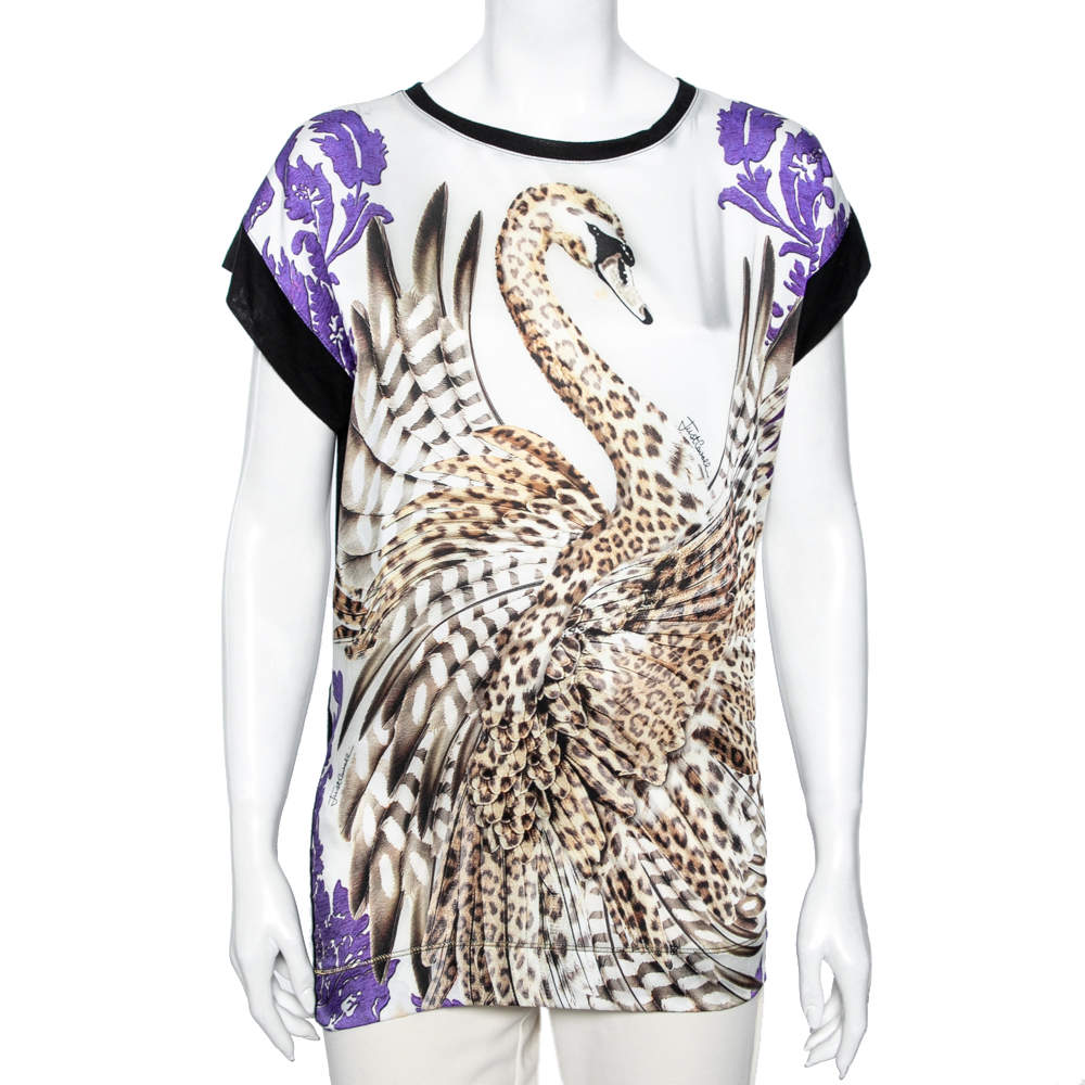 Just Cavalli Multicolor Printed Silk Top XXS
