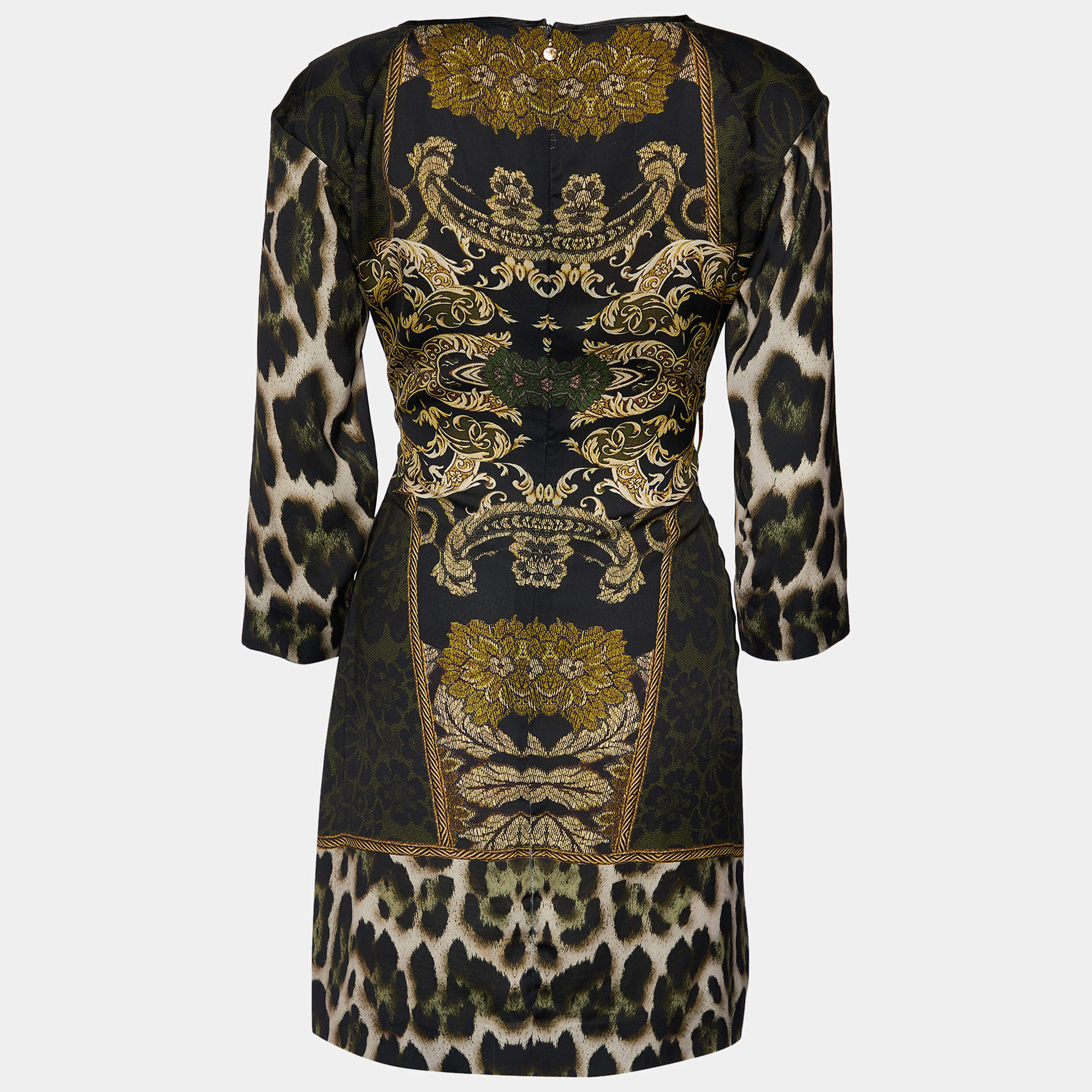 Pre Owned Just Cavalli Black Printed Satin Mini Dress S