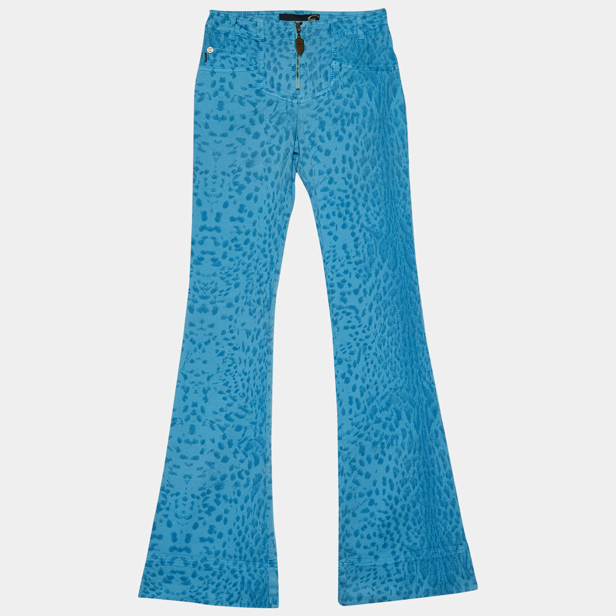 Just Cavalli  Blue Animal Pattern Denim Slim Fit Denim S Waist 26"