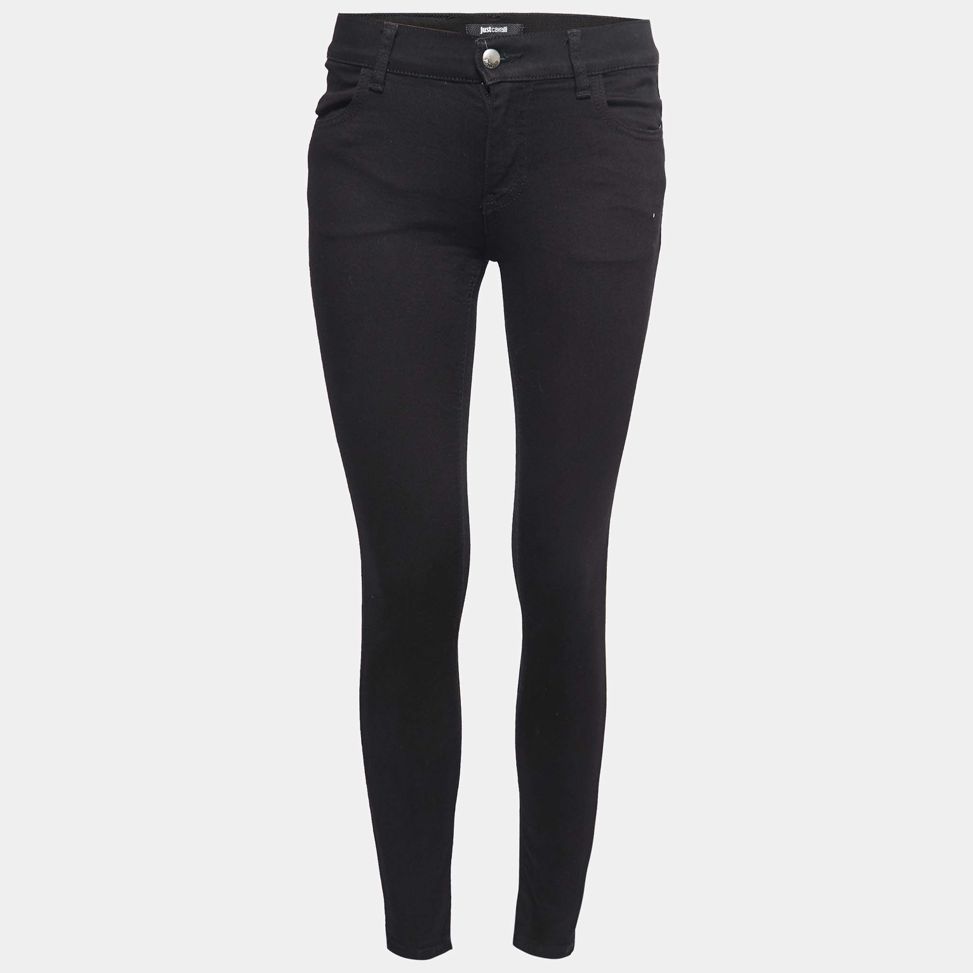 Pre Owned Just Cavalli Black Stretch Denim Skinny Jeans S Waist 26"