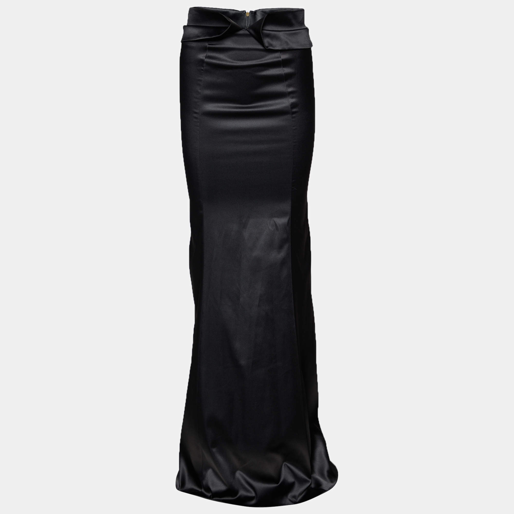 Pre Owned Just Cavalli Black Satin Mermaid Maxi Skirt S