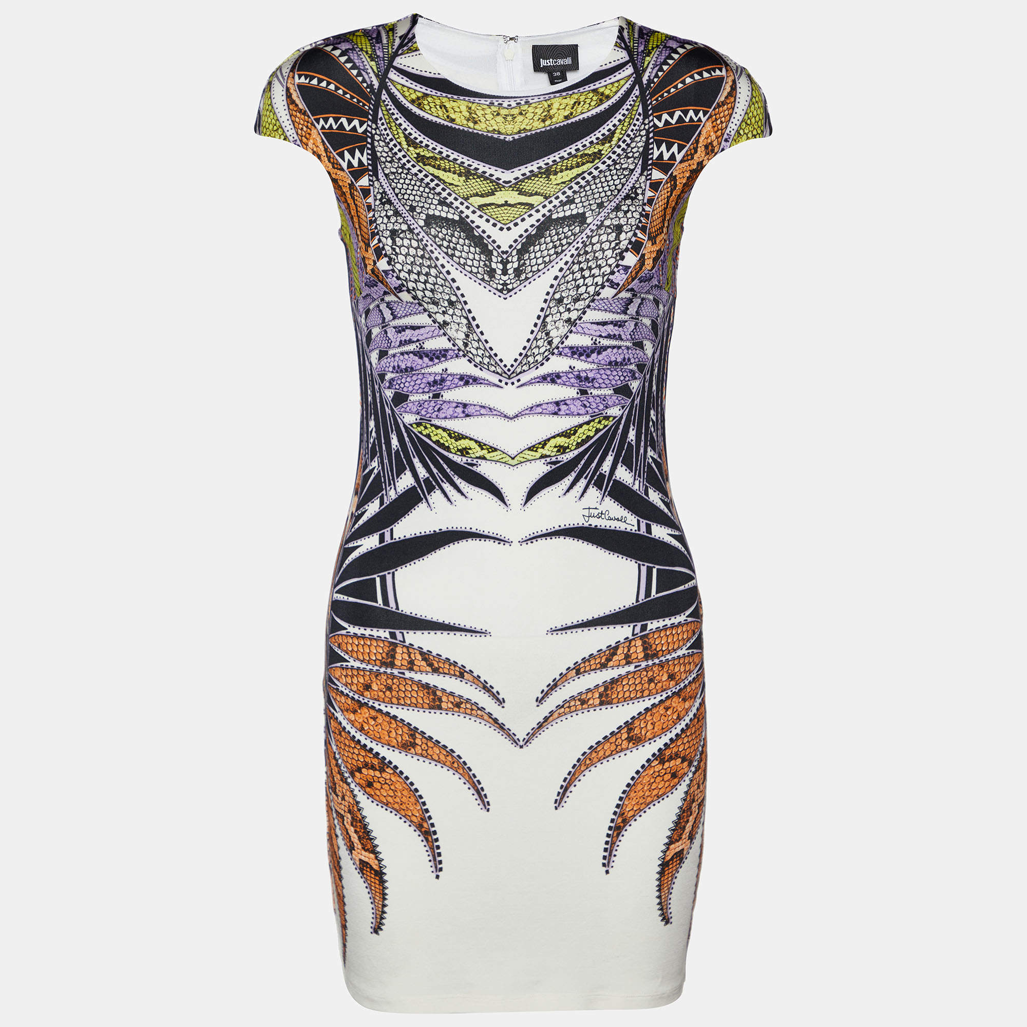 Pre Owned Just Cavalli Multicolor Printed Jersey Sheath Dress S