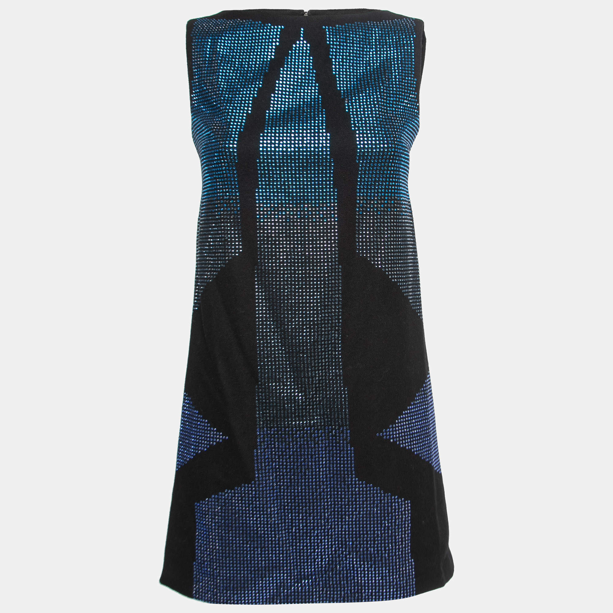 Just Cavalli Black Embellished Wool Sleeveless Mini Dress S