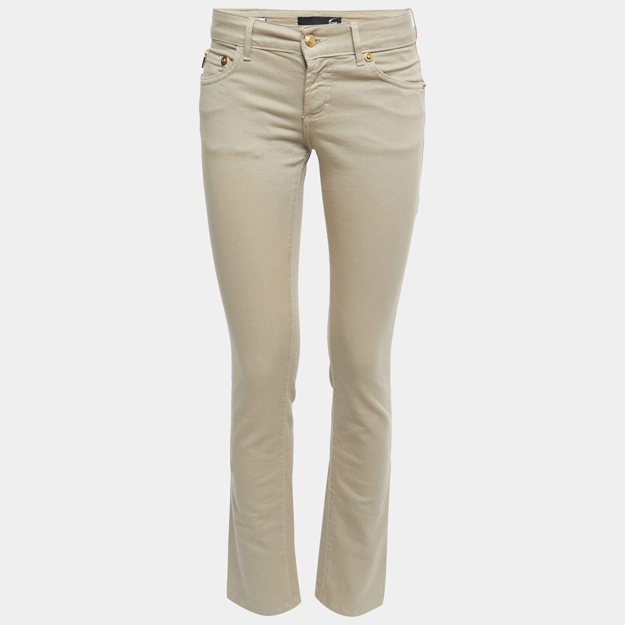 Pre Owned Just Cavalli Beige Cotton Skinny Cigarette Jeans M Waist 28"