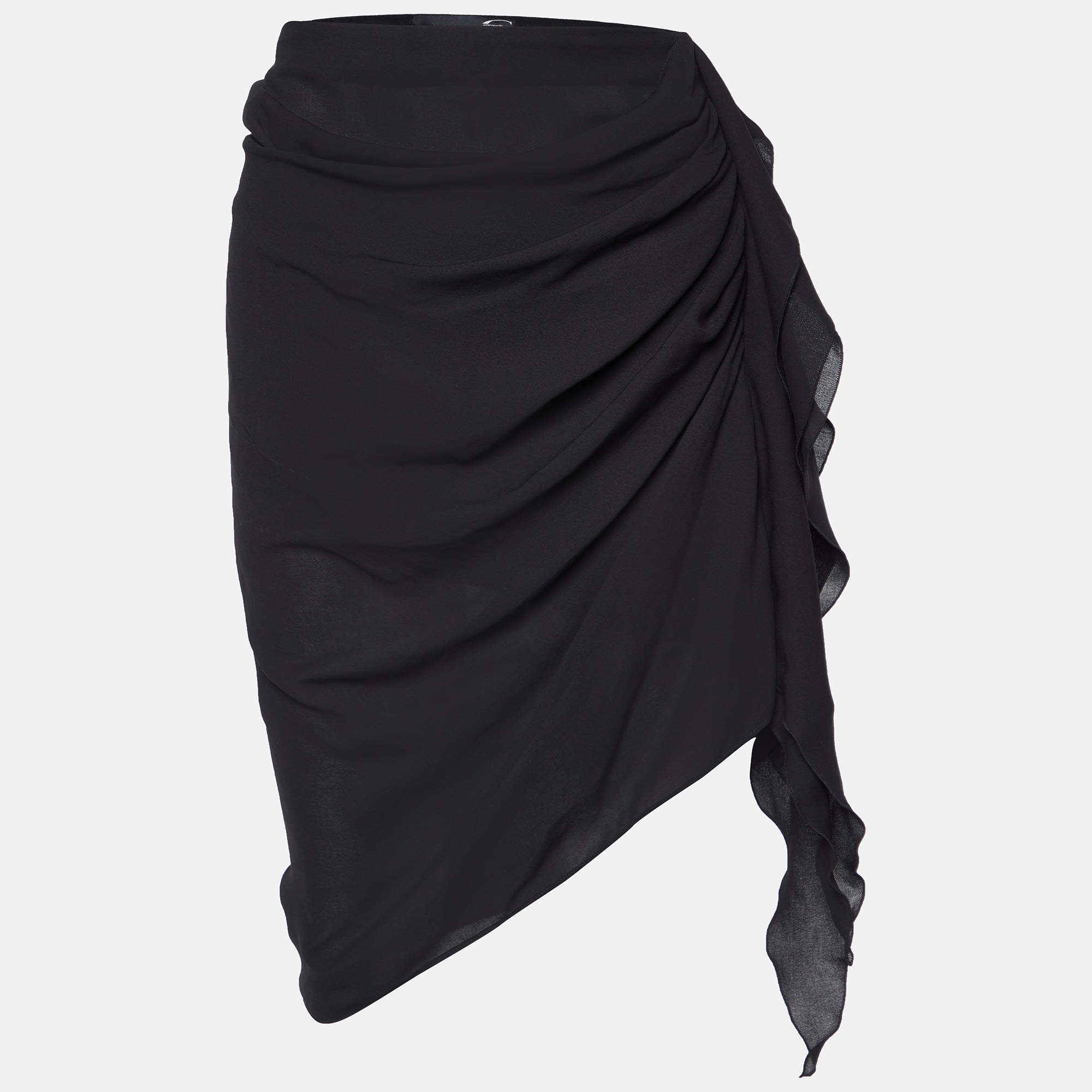 Pre Owned Just Cavalli Black Georgette Layered Ruffled Skirt L