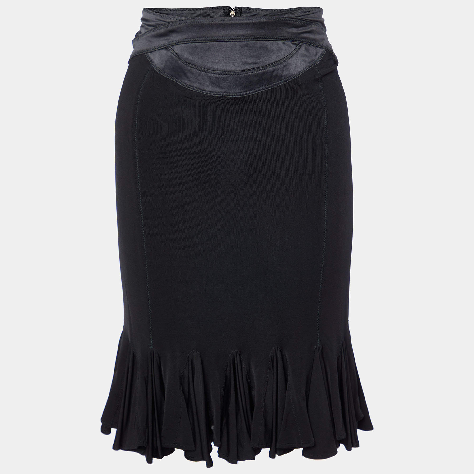 Pre Owned Just Cavalli Black Jersey & Satin Detail Mini Skirt M