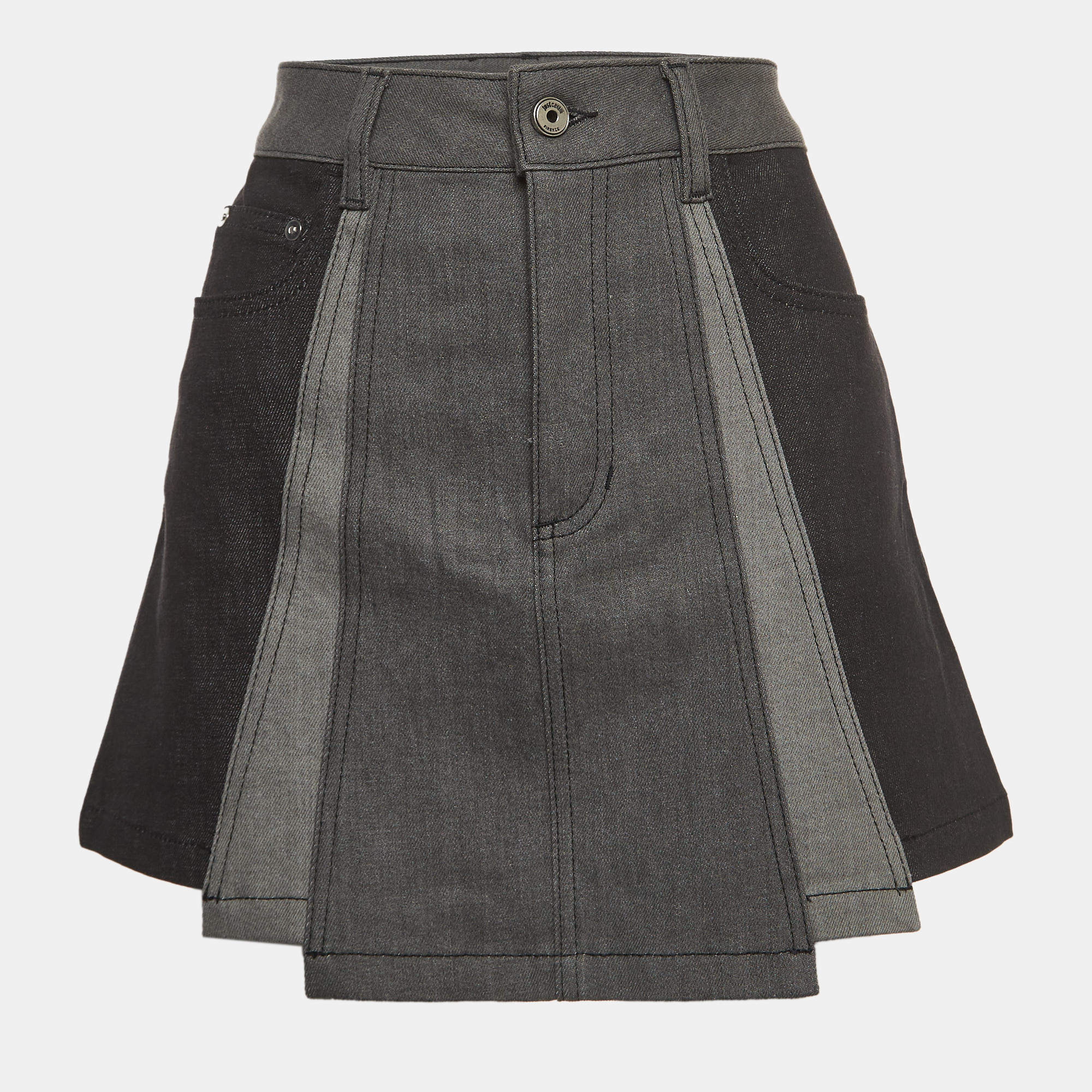 Pre Owned Just Cavalli Grey Denim Paneled Mini Skirt M