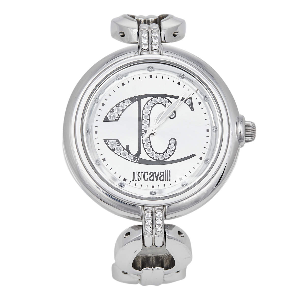 Pre Owned Just Cavalli Silver Stainless Steel Midnight R725315454 Women's Wristwatch 41 mm