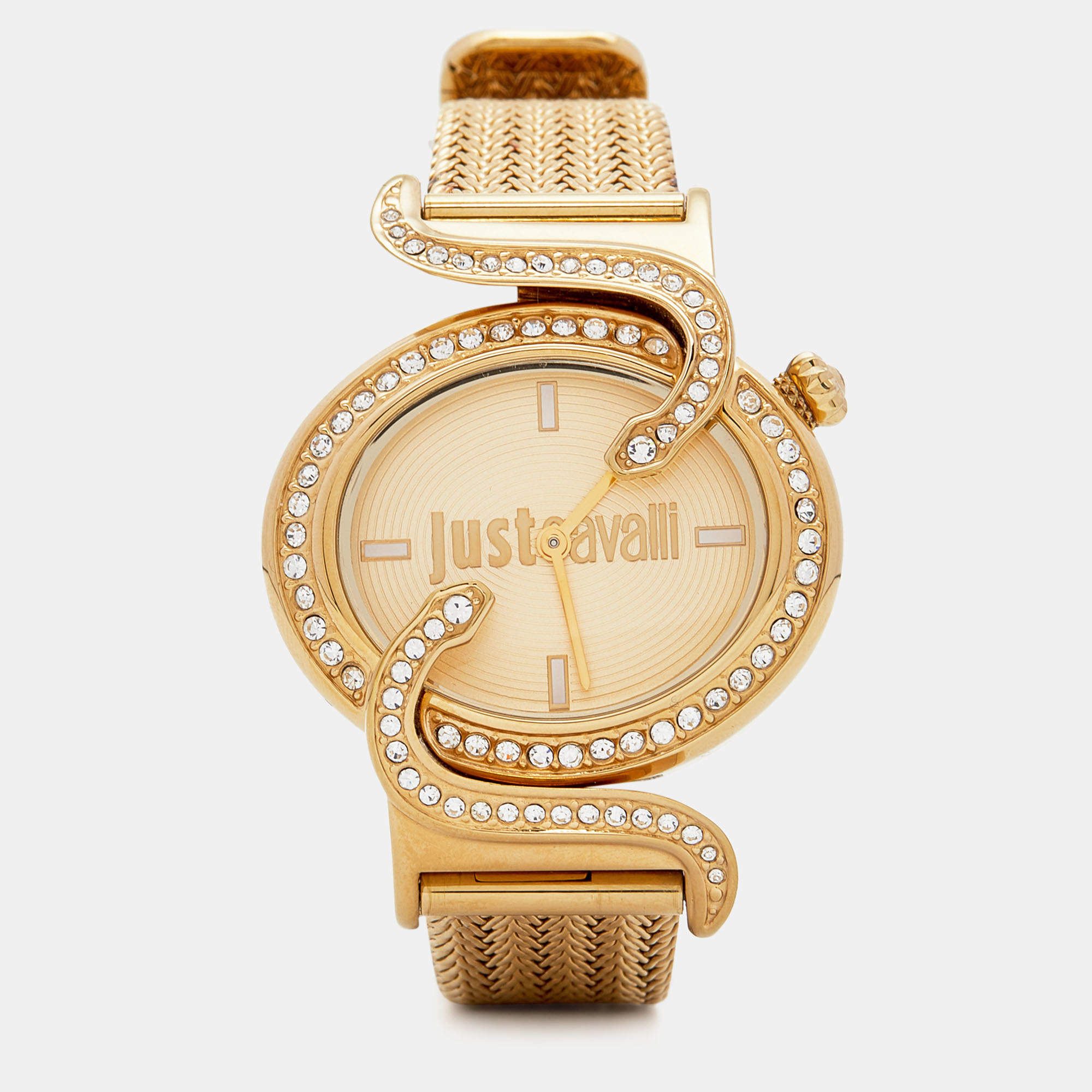 مملوكة مسبقًا Just Cavalli Sin JC 2H Gold Plated Stainless Steel 7253591501 Women's Wristwatch 35 mm