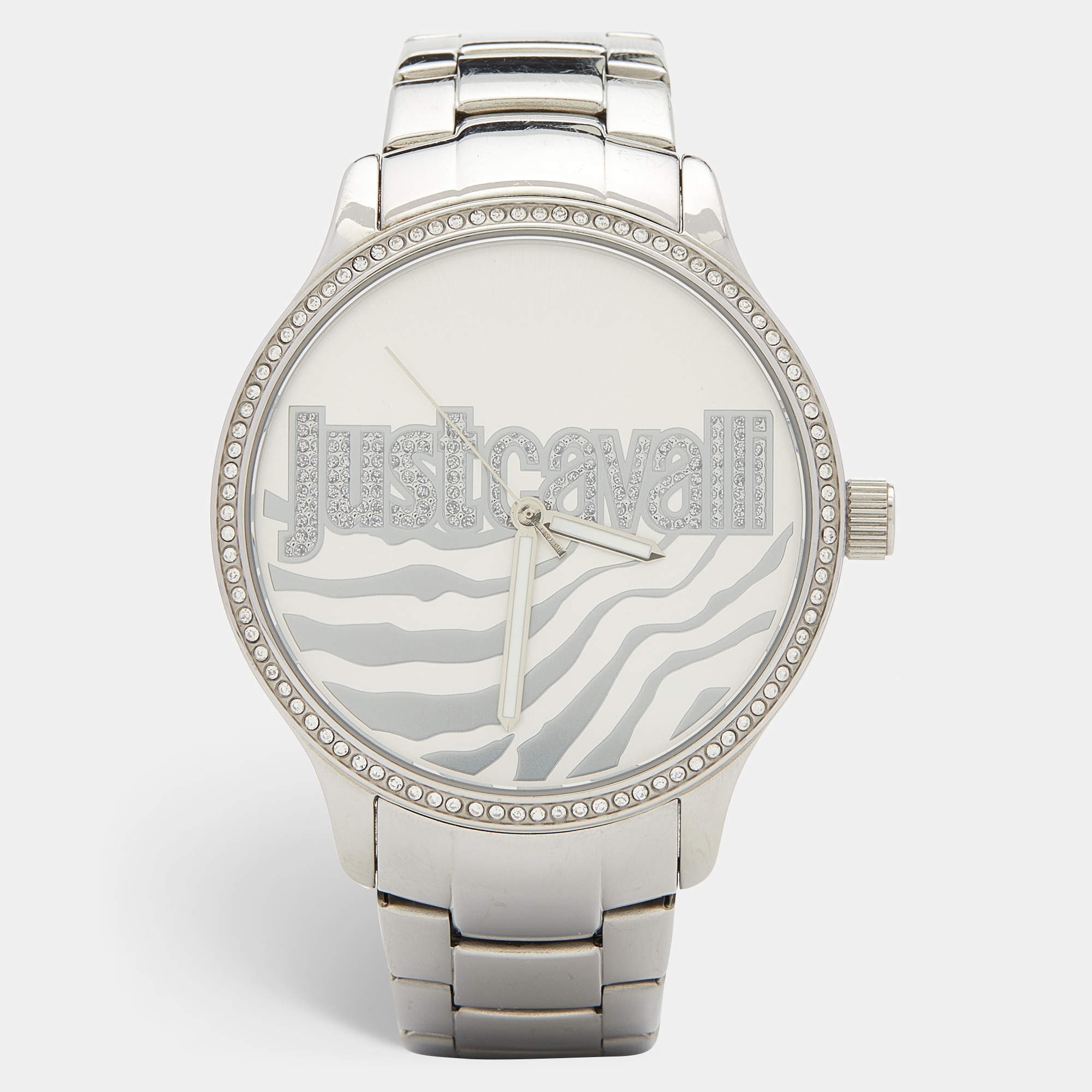 Just Cavalli Silver Stainless Steel Huge R7253127509 Women's Wristwatch 42 mm