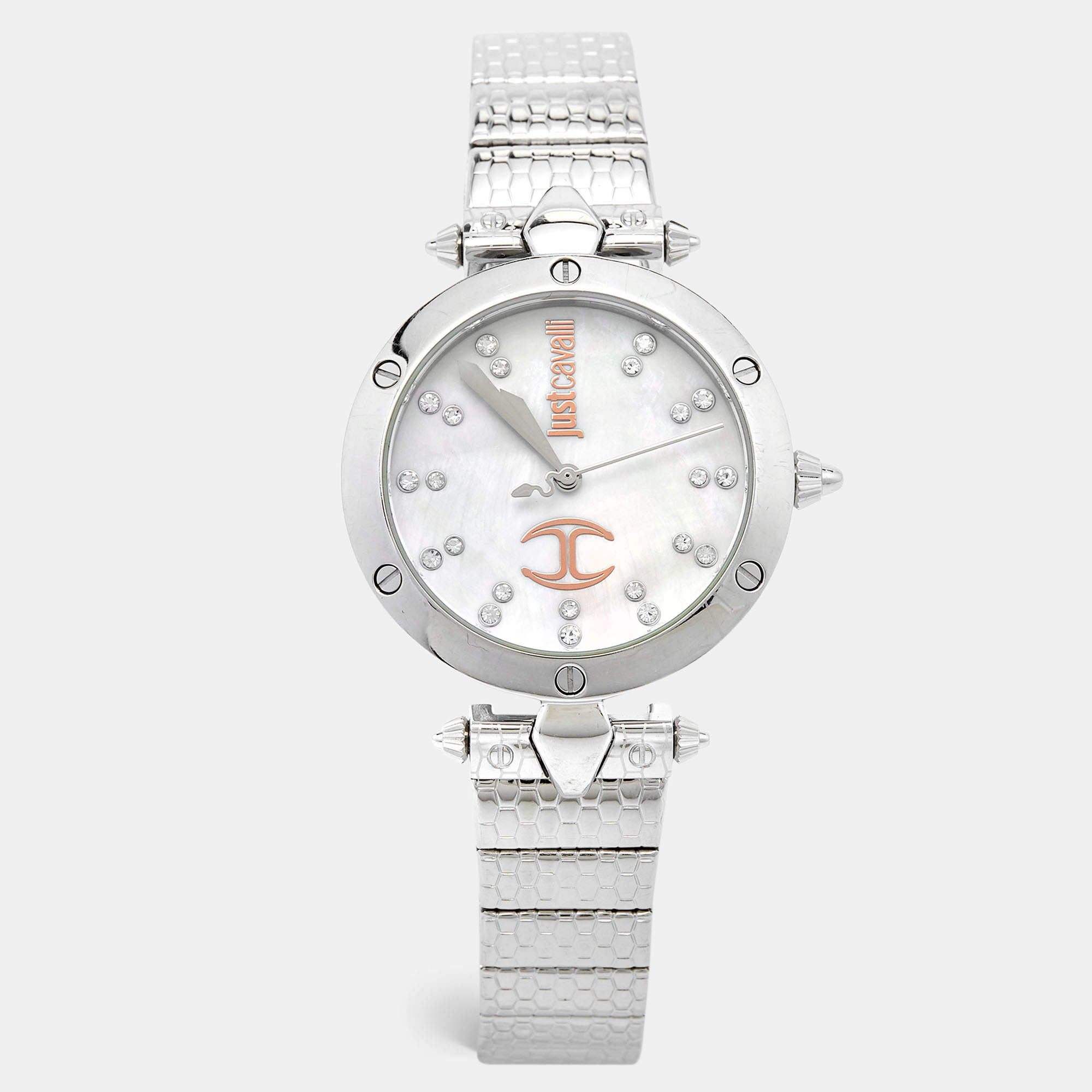 Just Cavalli Mother Of Pearl Stainless Steel JC Logo JC1L122M0055 Women's Wristwatch 36 mm