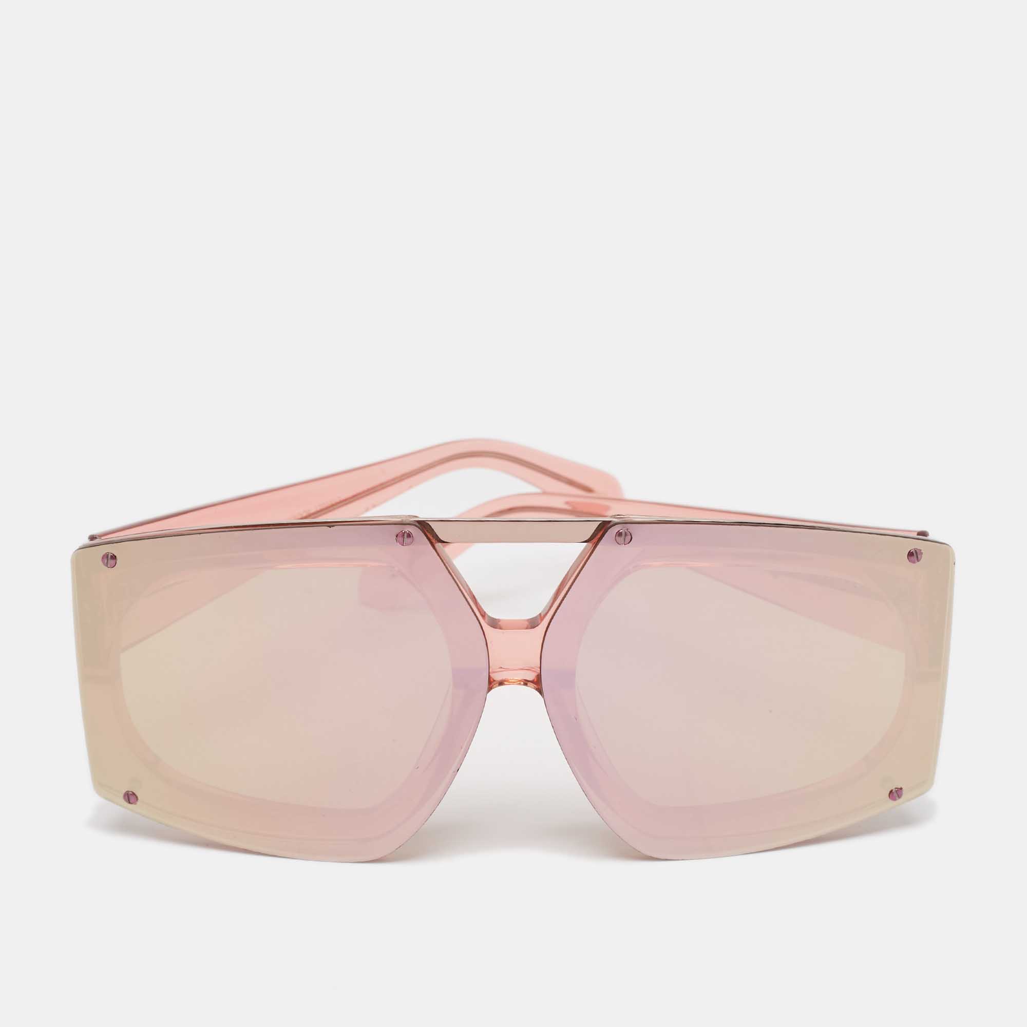 Pre Owned Karen Walker Pink Mirrored Salvador Oversized Sunglasses