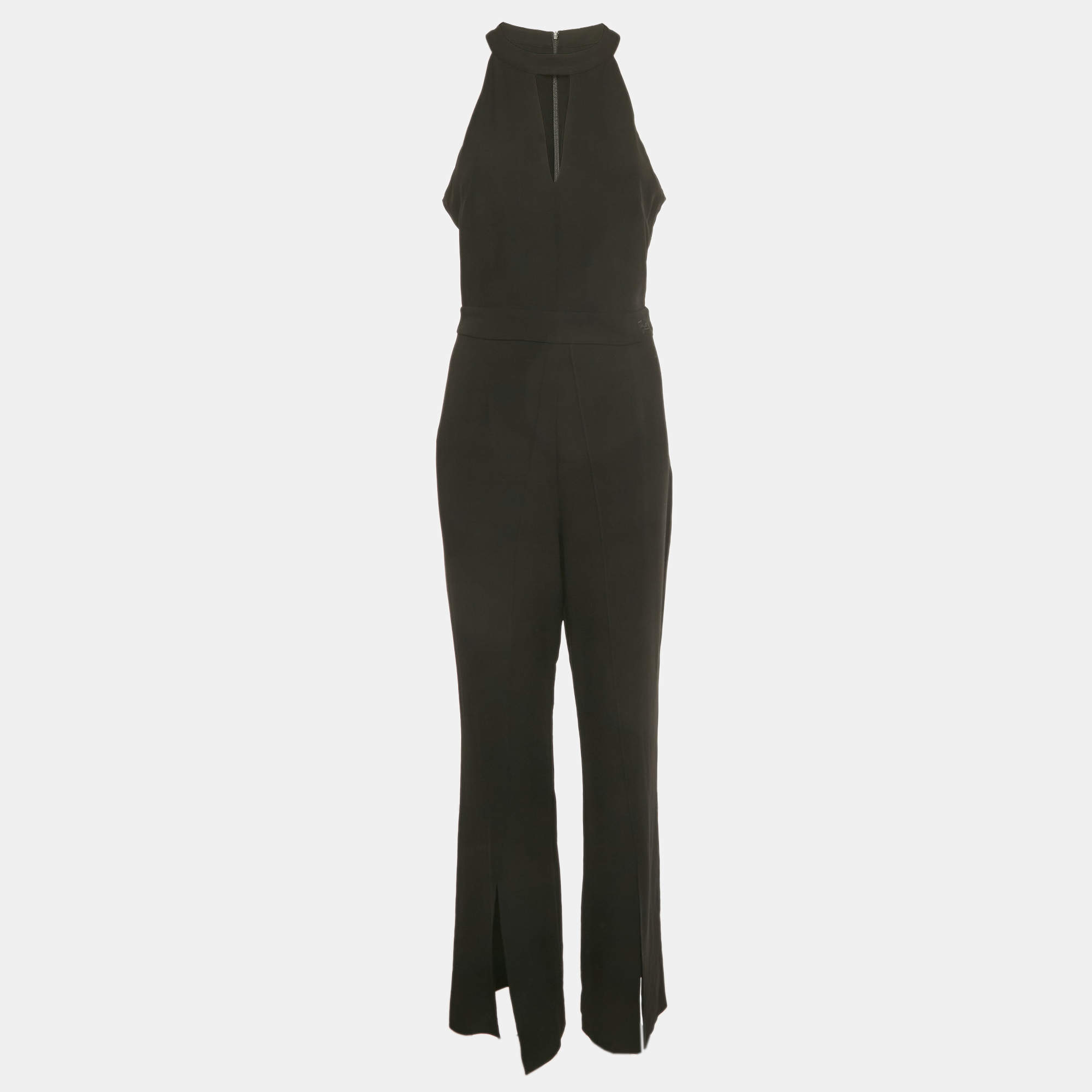 Pre Owned Karl Lagerfeld Black Crepe Party Jumpsuit M