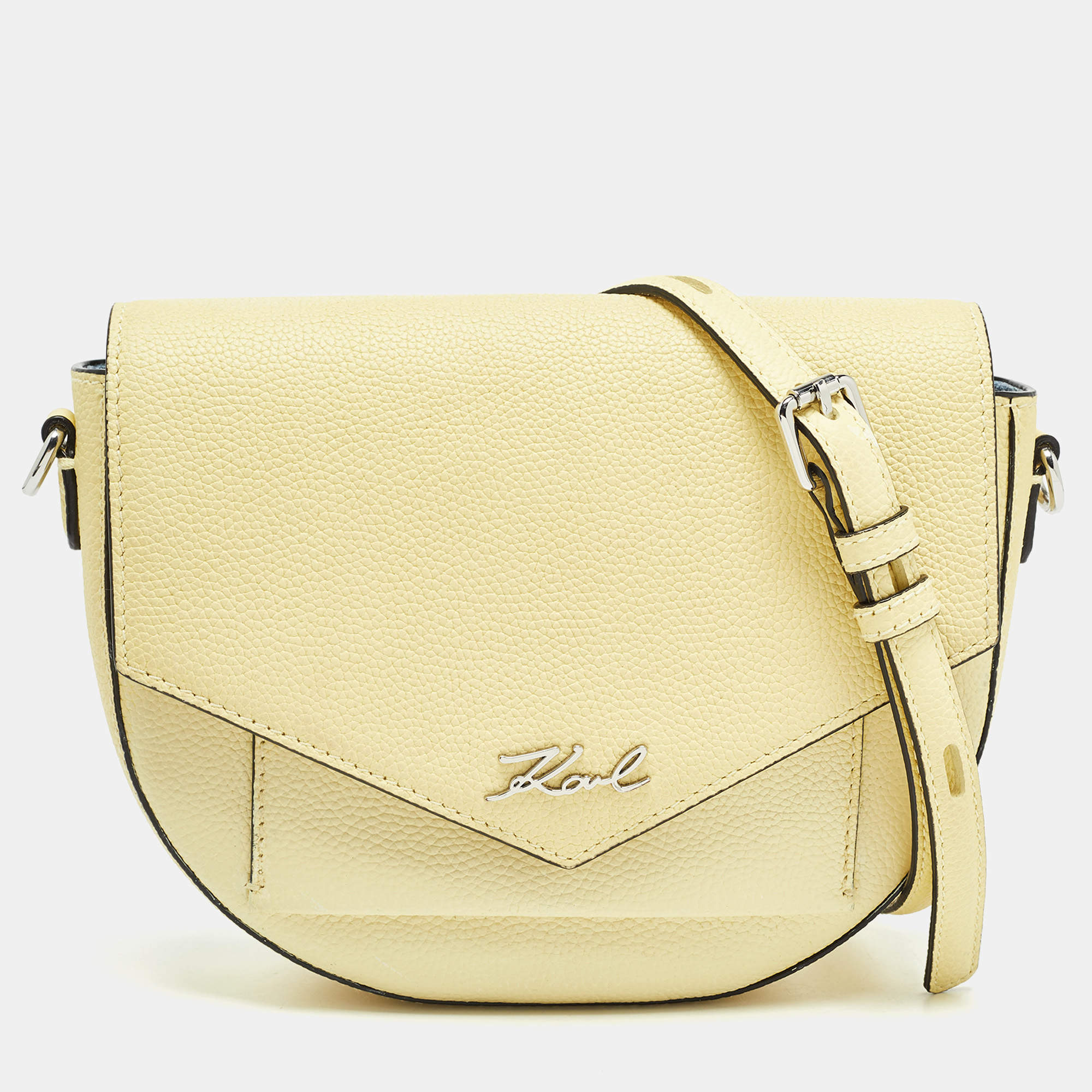 Pre Owned Karl Lagerfeld Light Yellow K/Karry All Front Crossbody Bag