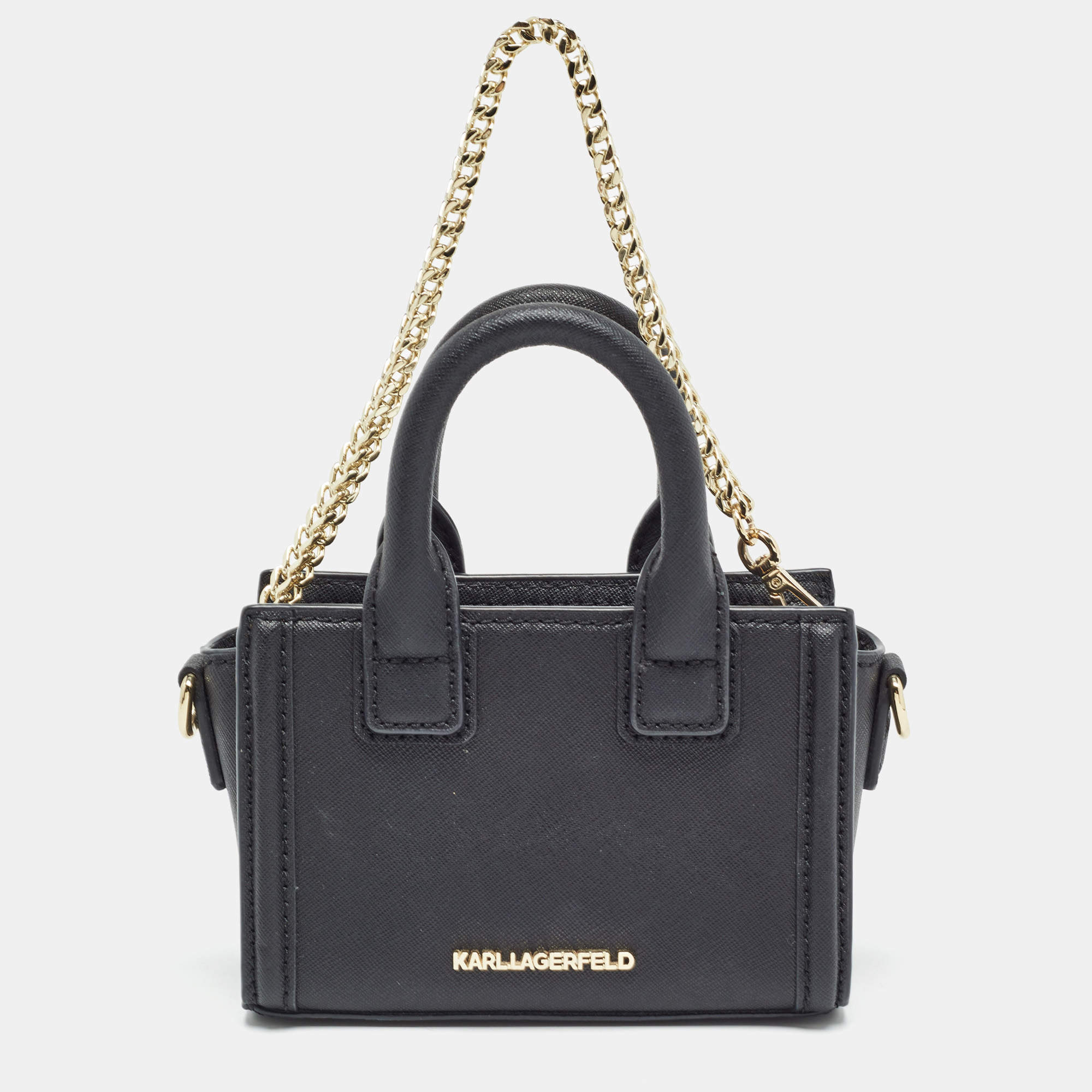 Karl Lagerfeld Black Saffiano Leather Micro K KLASSIK Tote