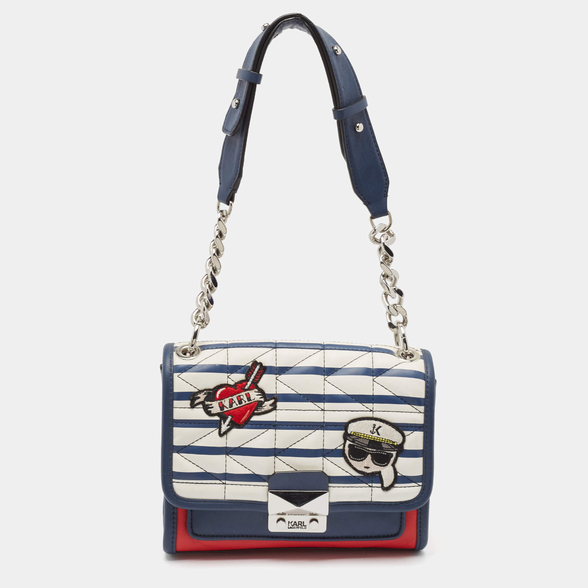 Karl Lagerfeld Multicolor Faux Leather Captain Karl K/Kuilted Shoulder Bag