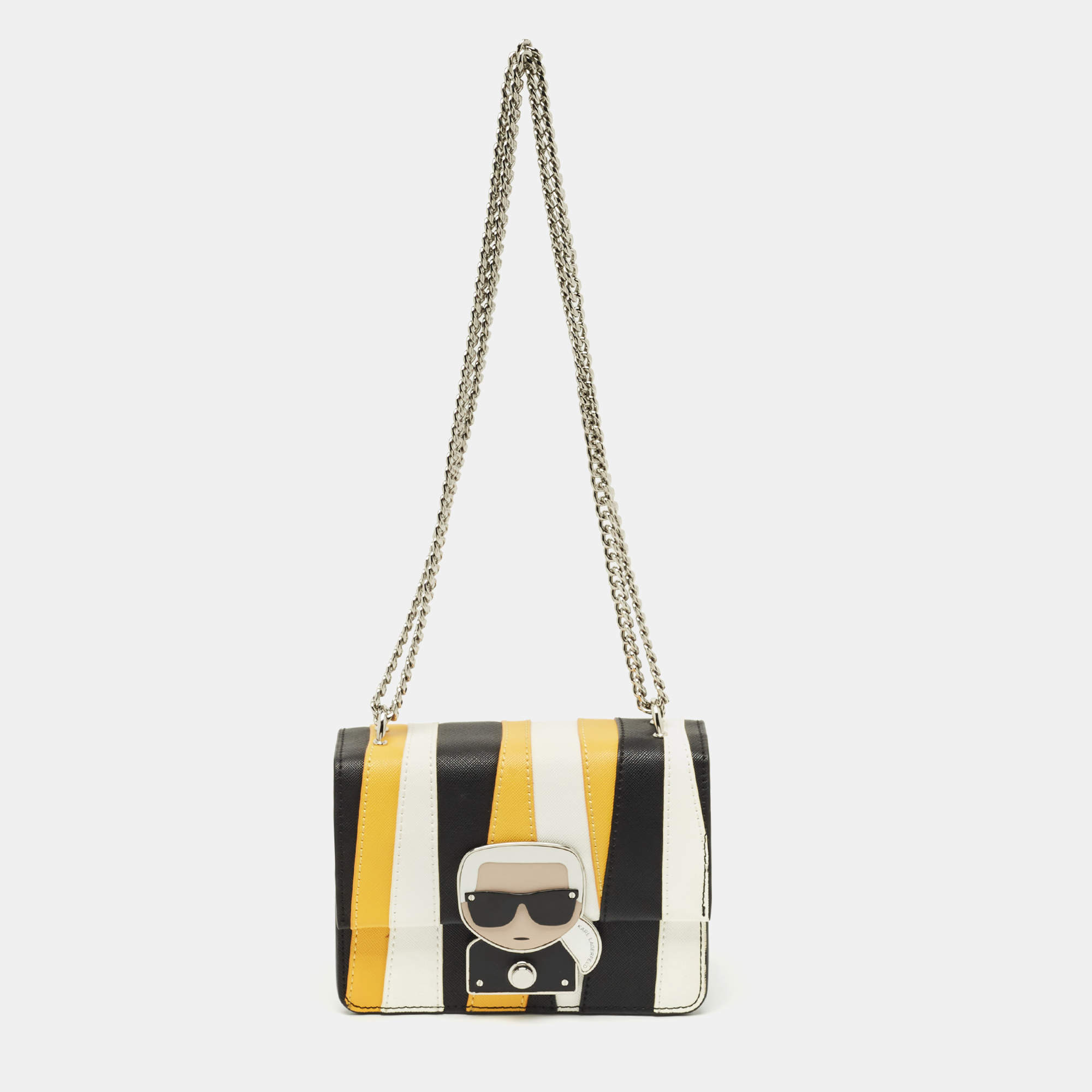 Pre Owned Karl Lagerfeld Multicolor Leather Stripe K/ikonik Crossbody Bag