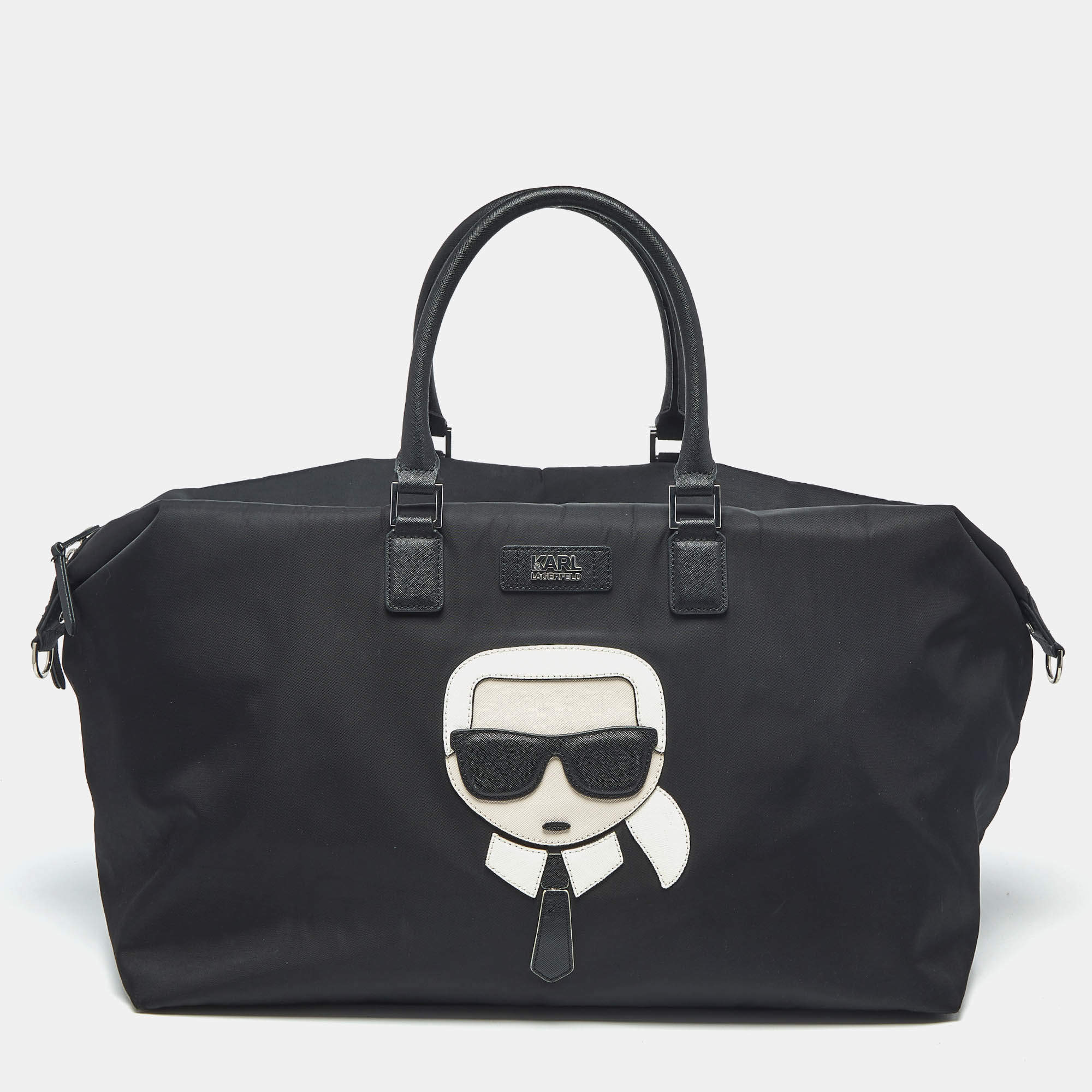 Pre Owned Karl Lagerfeld Black Nylon k/ikonik Duffel Bag