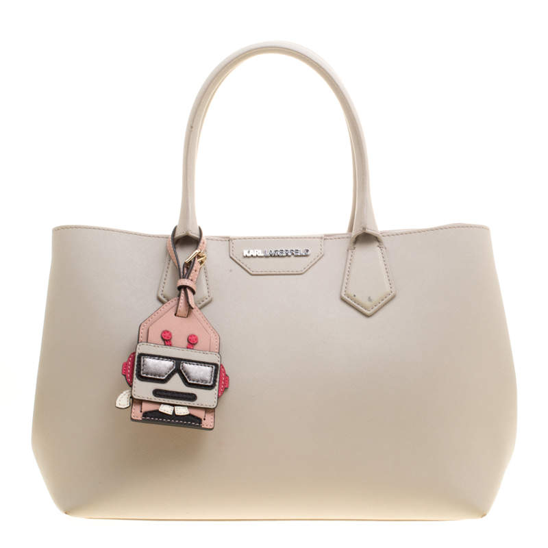 Karl Lagerfeld Grey Textured Leather Tote