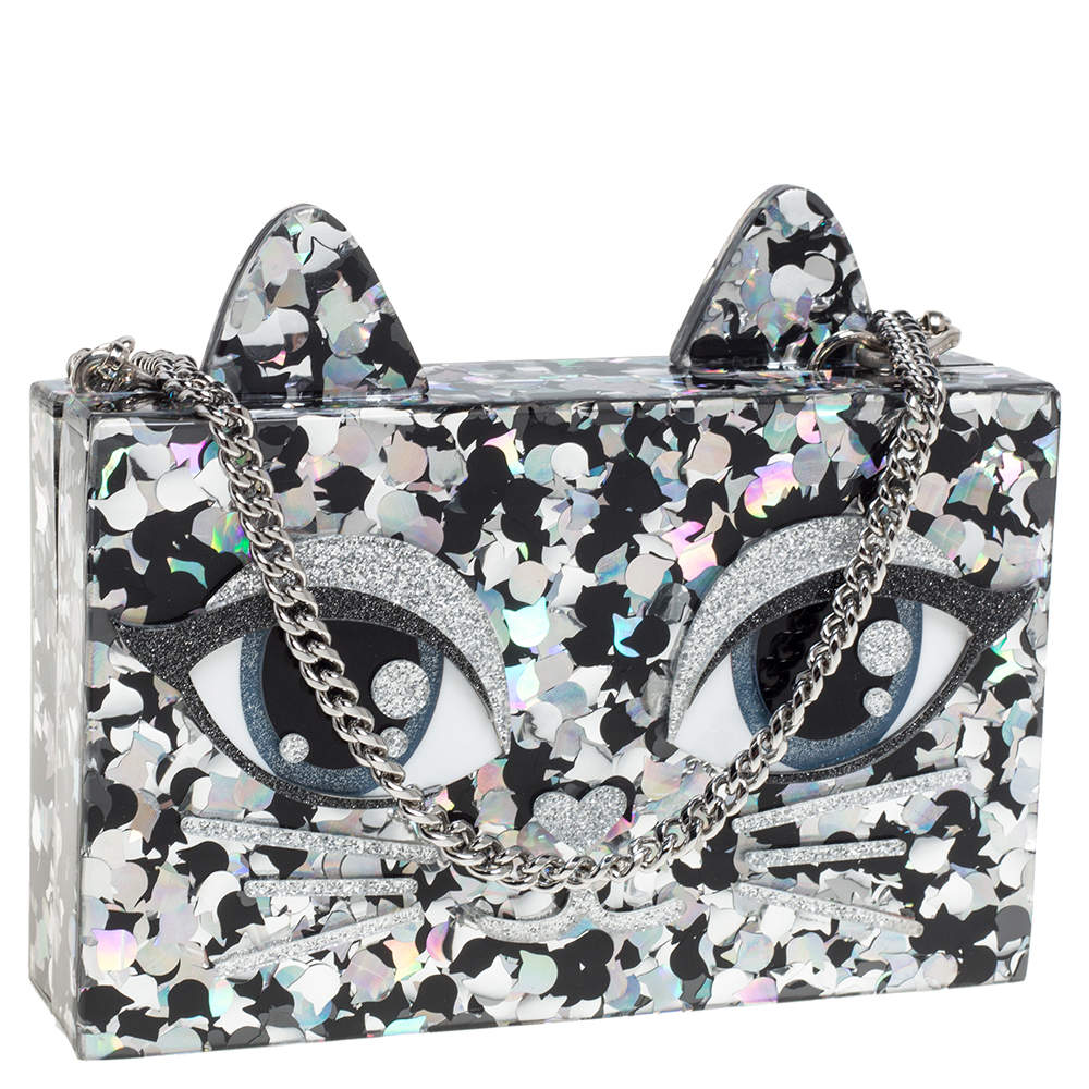 Karl Lagerfeld Choupette Glitter Minaudiere Clutch at FORZIERI