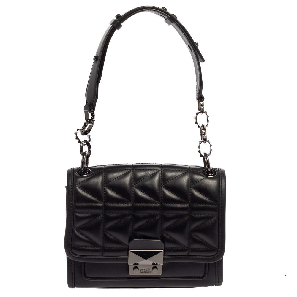 Pre Owned Karl Lagerfeld Black Quilted Leather Shoulder Bag
