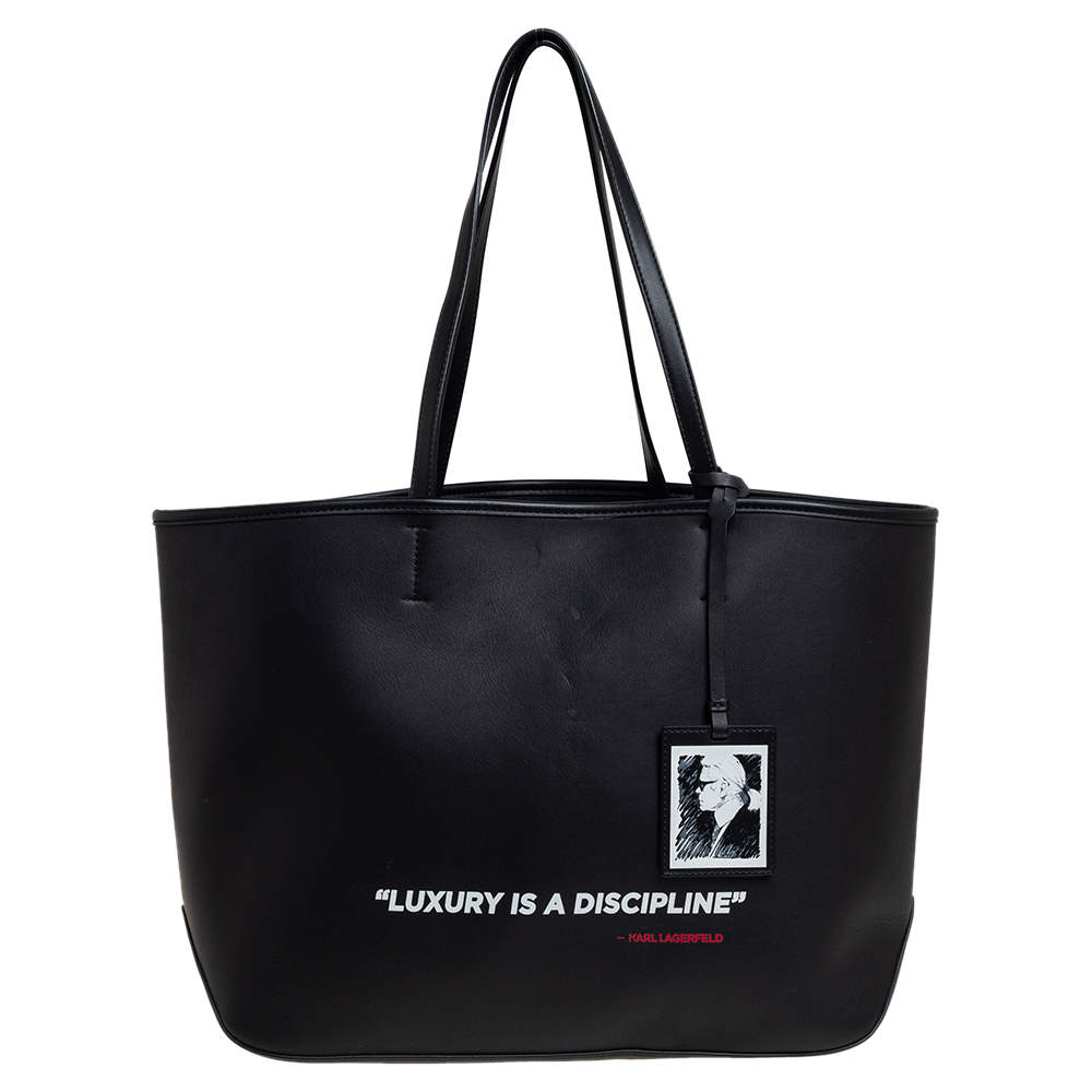 Karl Lagerfeld Black Leather Karl Legend Tote