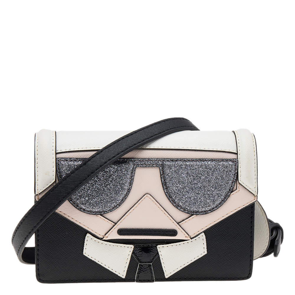 Pre Owned Karl Lagerfeld Black Leather K/Kocktail Karl Crossbody Bag