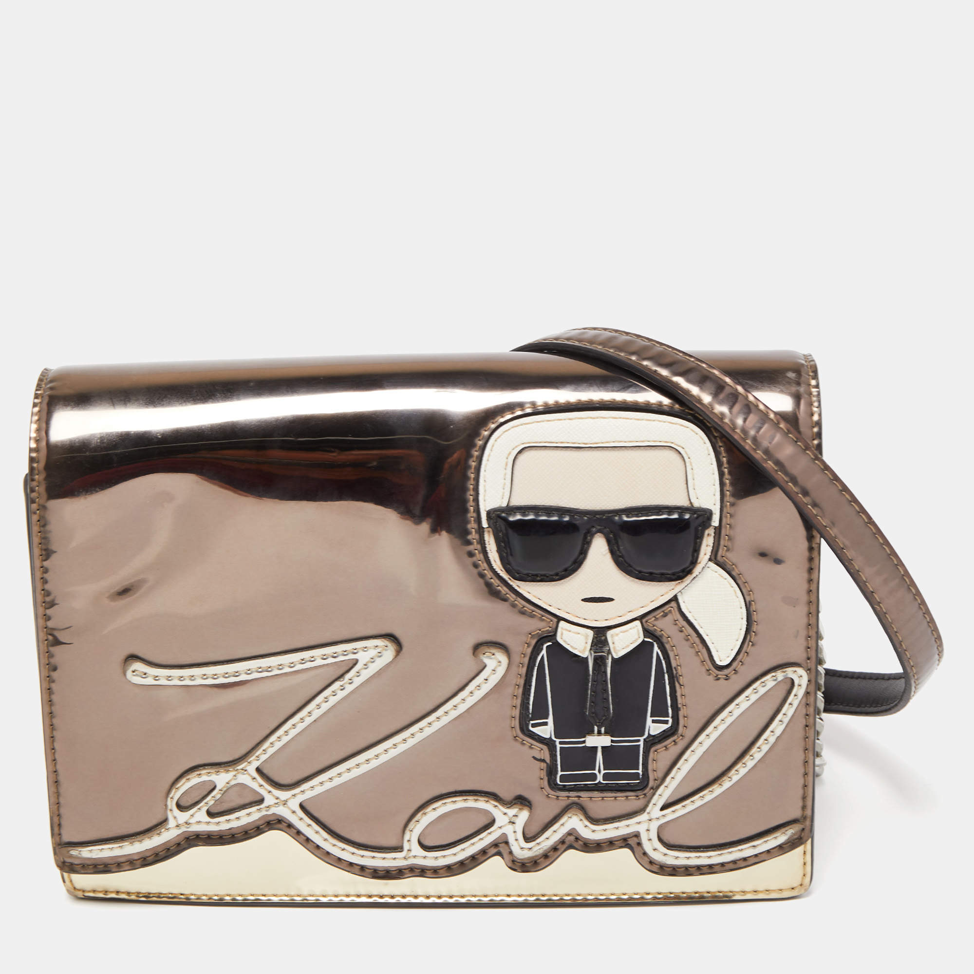 Karl Lagerfeld K/ikonik Metallic Pintuck Minaudière