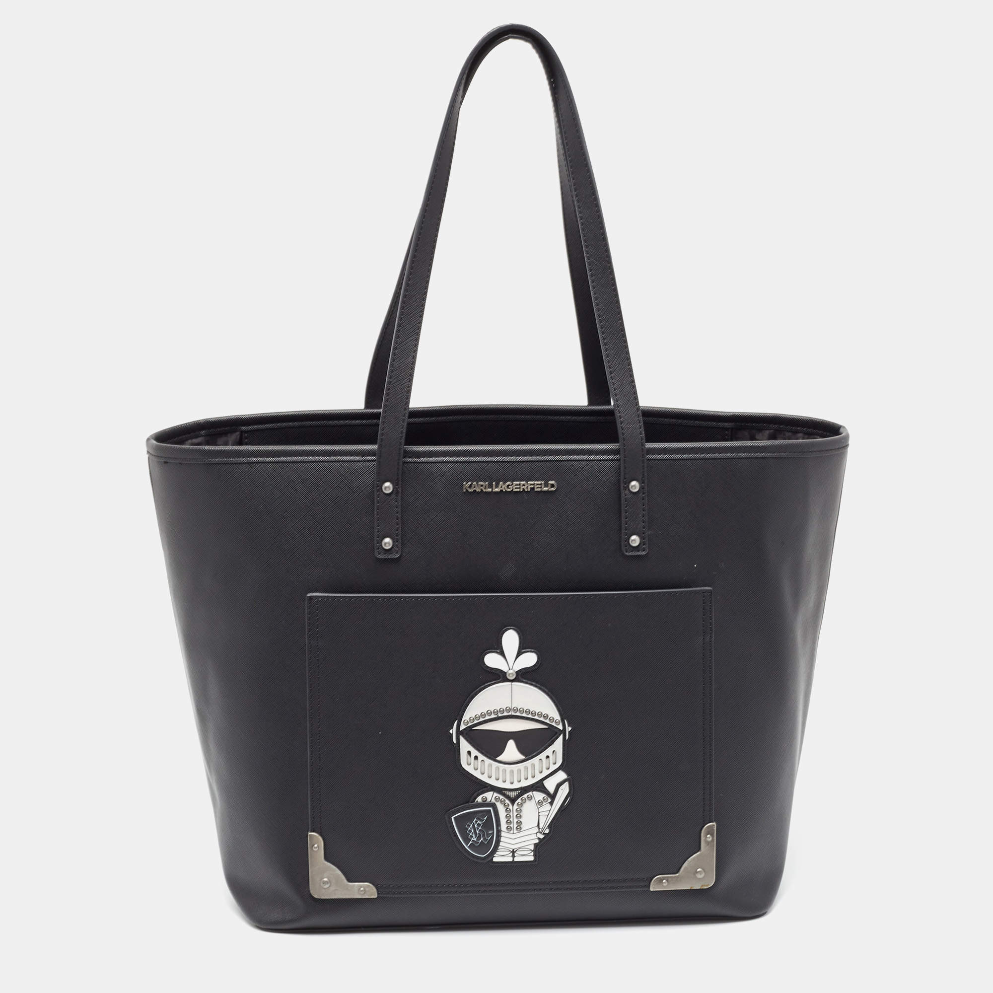 Karl Lagerfeld Black Coated Canvas Maybelle Tote
