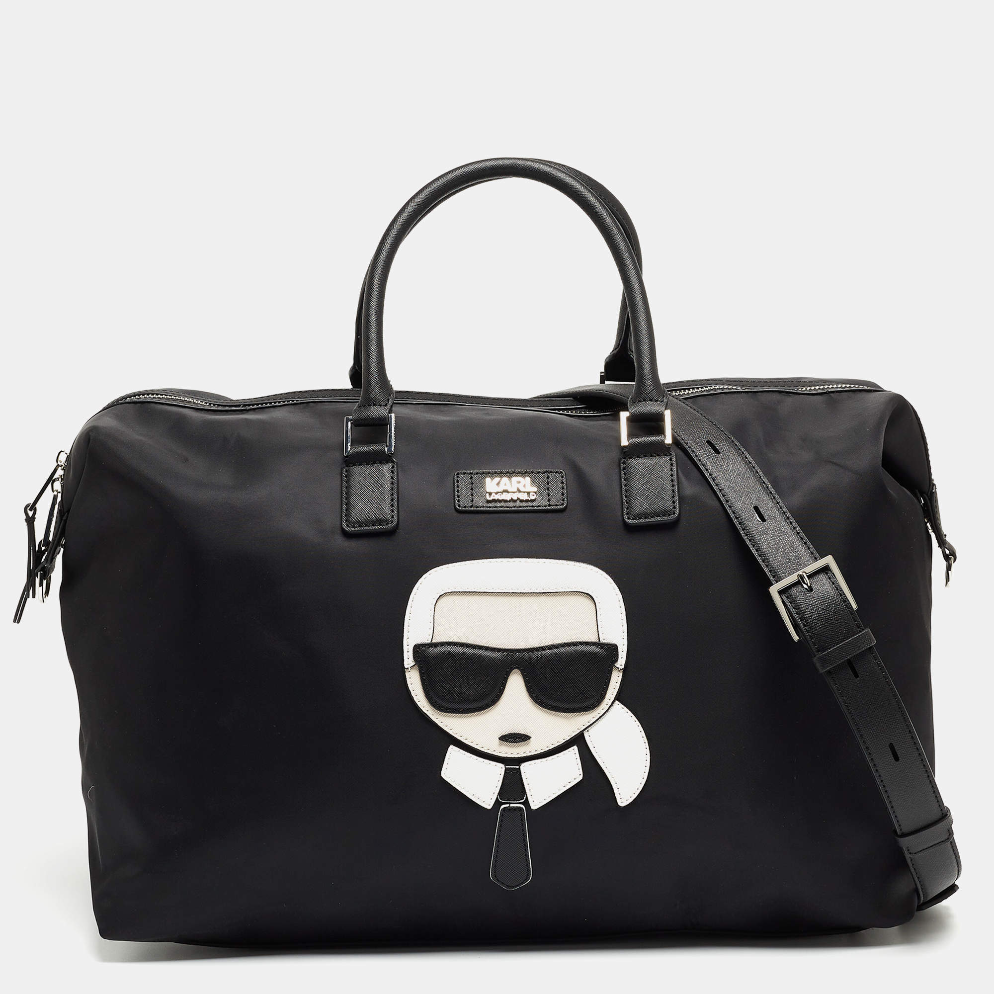 Pre Owned Karl Lagerfeld Black Nylon k/ikonik Duffel Bag