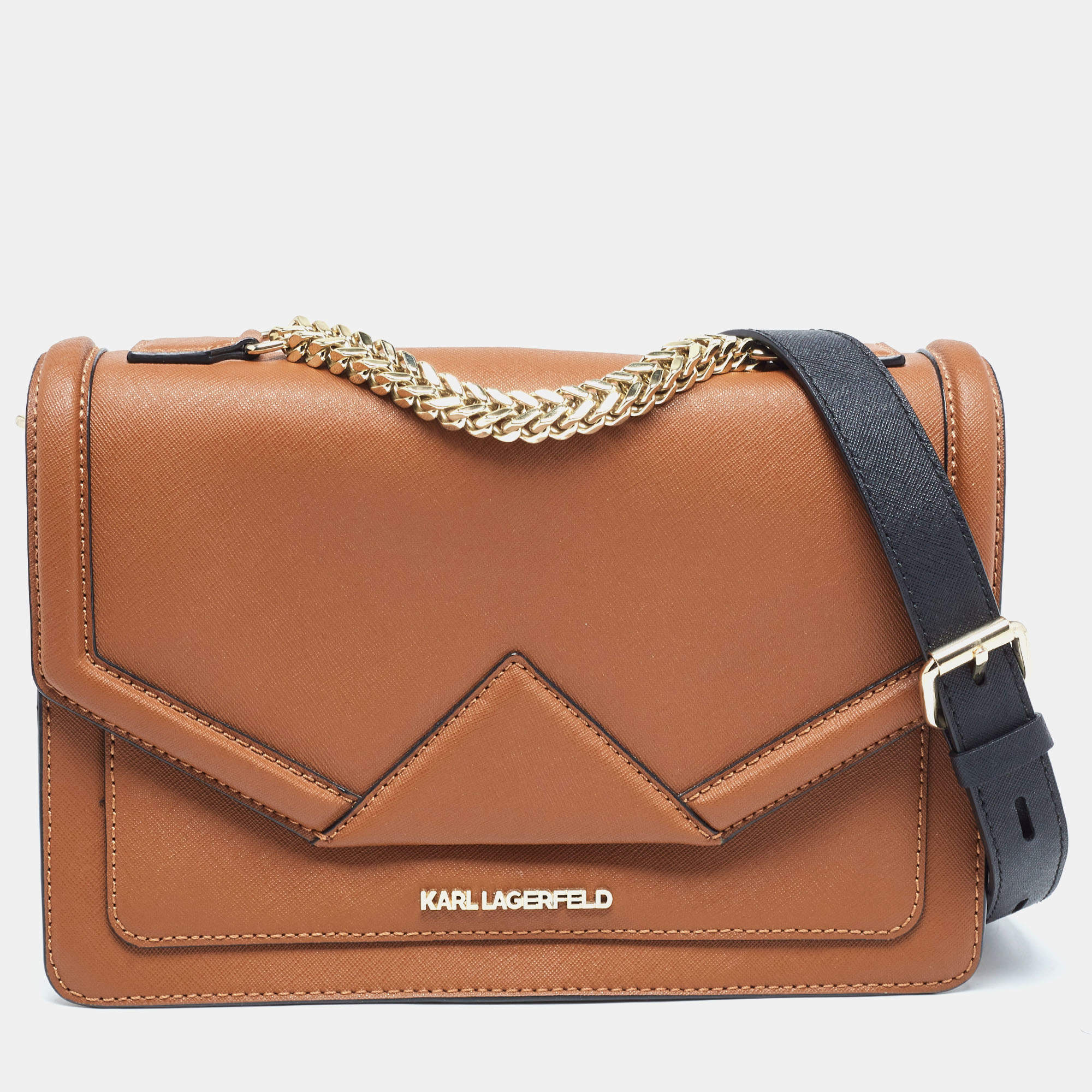 Pre Owned Karl Lagerfeld Brown Leather K/Klassik Shoulder Bag