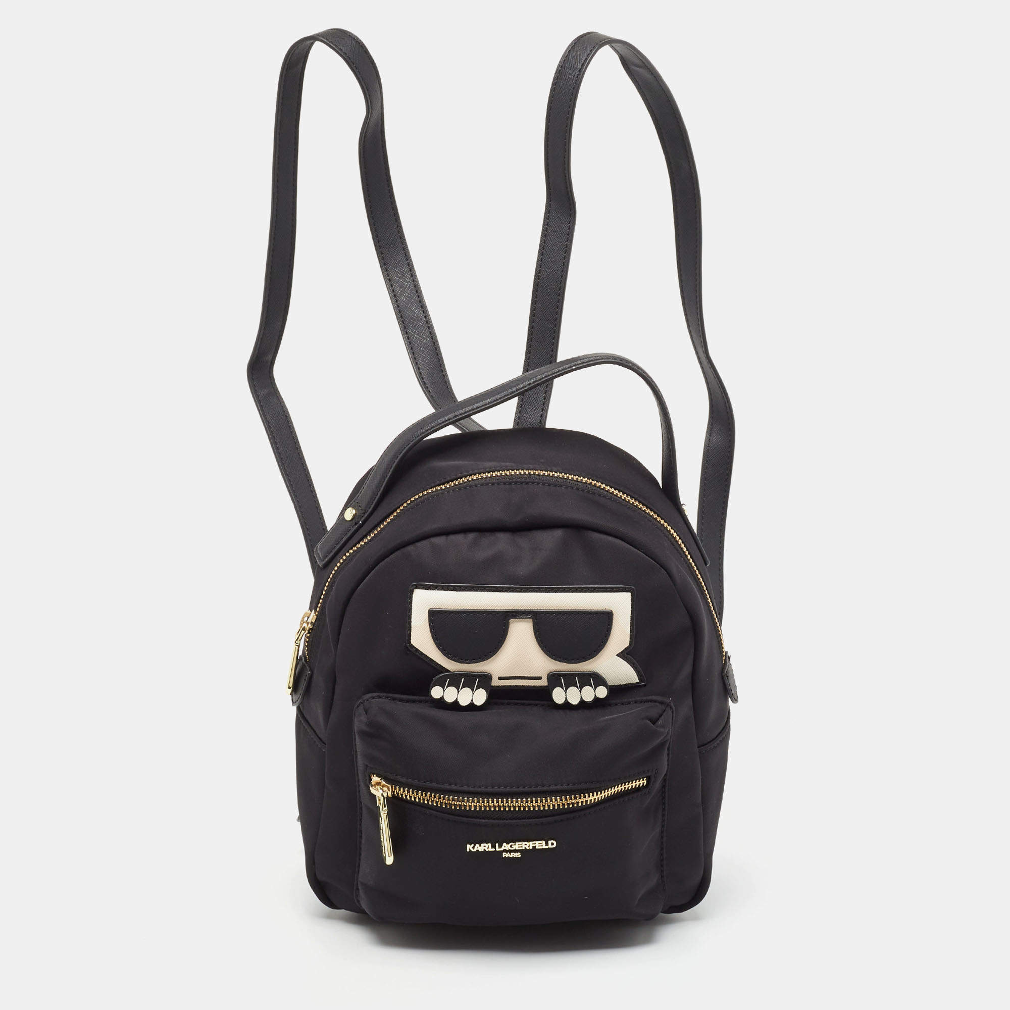 Karl Lagerfeld Black Nylon and Leather Amour Backpack
