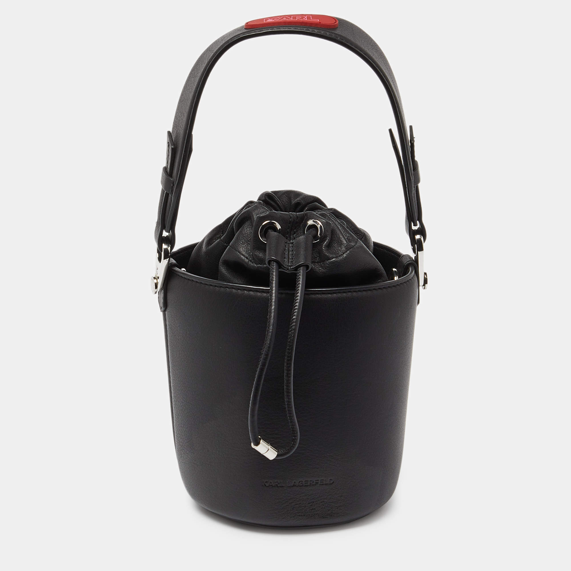 Pre Owned Karl Lagerfeld Black K/Charms Leather Bucket Bag