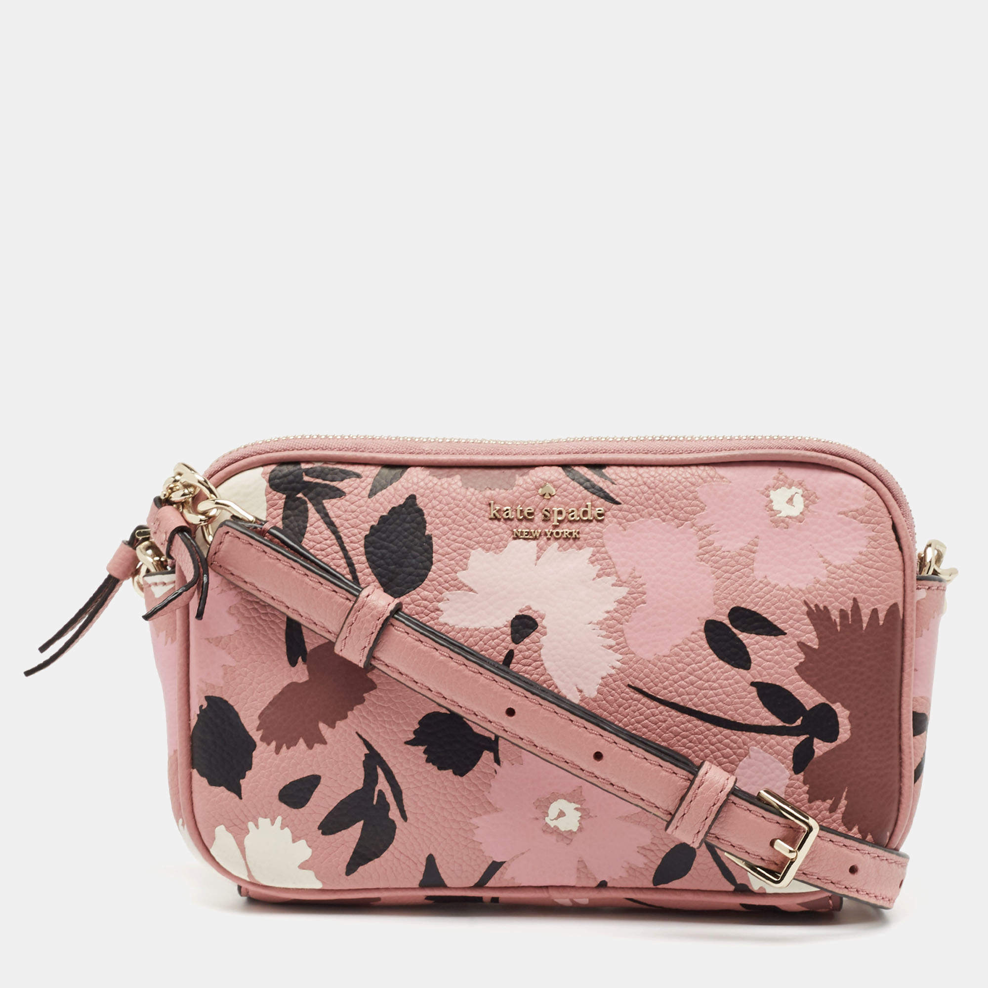 Pre Owned Kate Spade Old Rose Leather Briar Lane Gala Floral Kendall Crossbody Bag