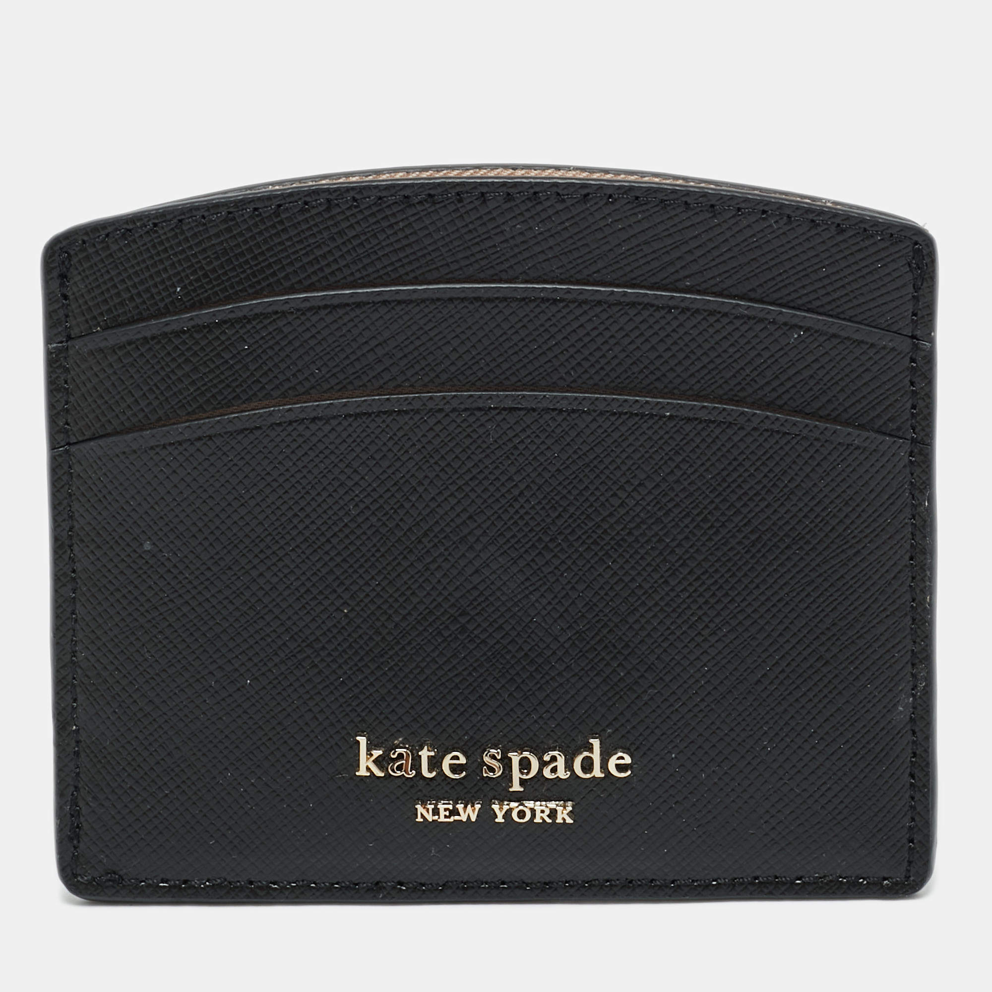 Pre Owned Kate Spade Black Saffiano Leather Card Holder