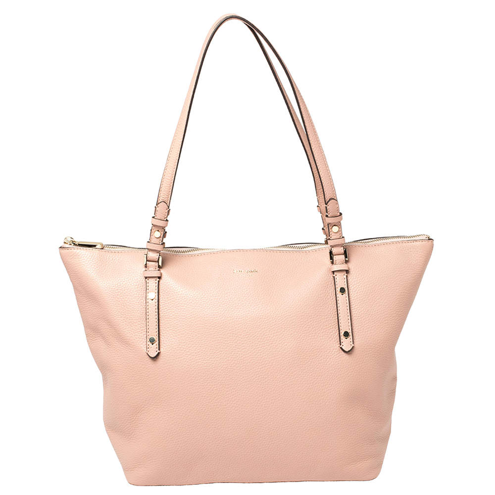 Kate Spade Pink Leather Large Polly Top Zip Tote 