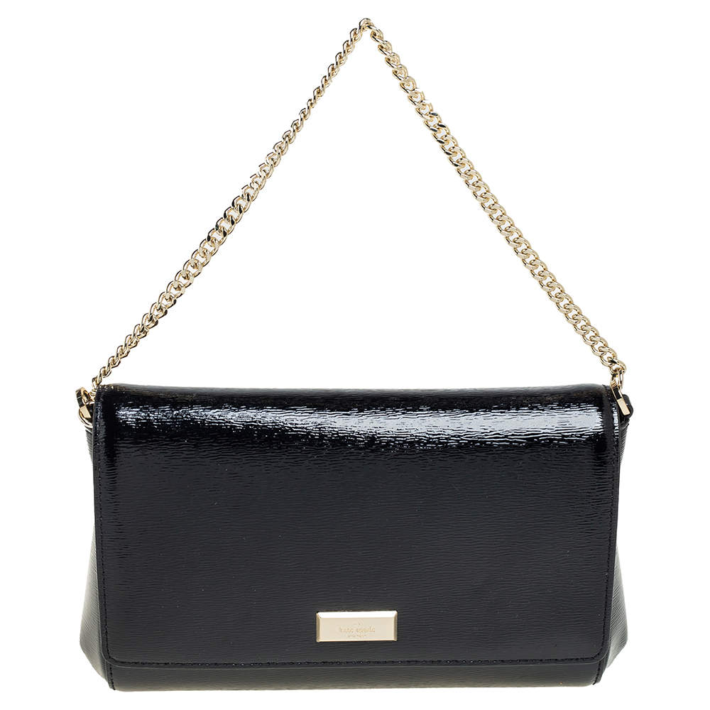 Pre Owned Kate Spade Black Patent Leather New York Bixby Shoulder Bag