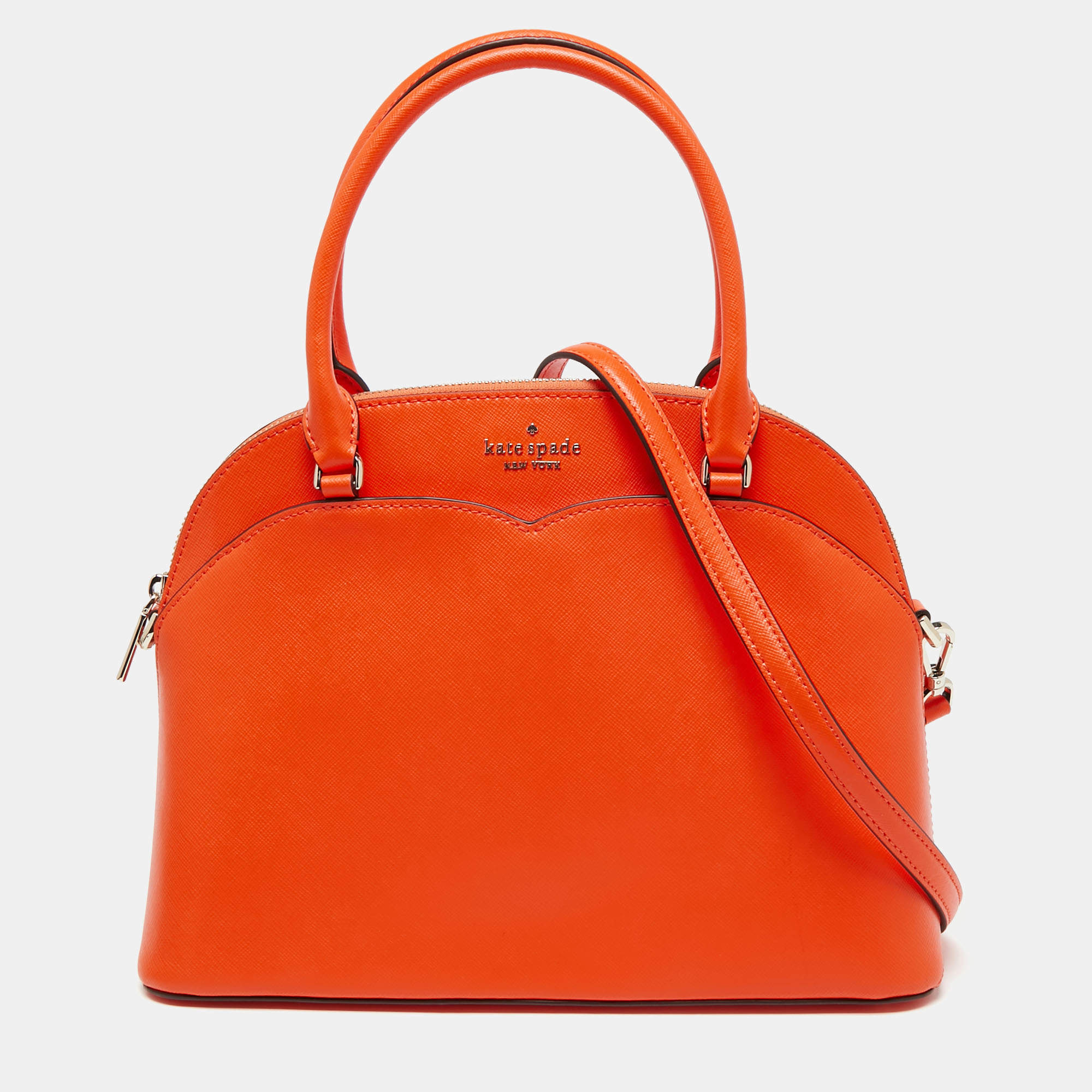 Kate Spade Orange Leather Medium Dome Satchel Kate Spade TLC