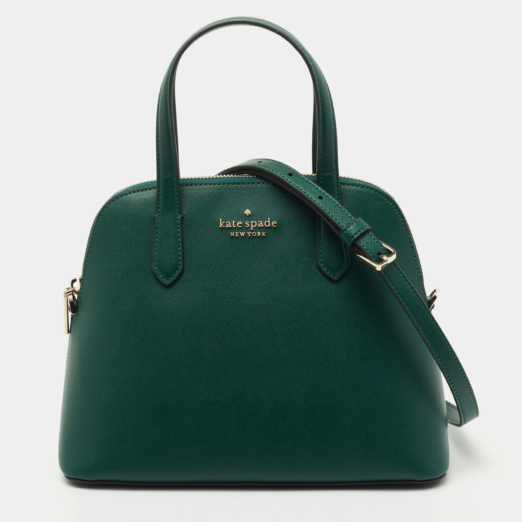 Pre Owned Kate Spade Green Leather Medium Dome Satchel