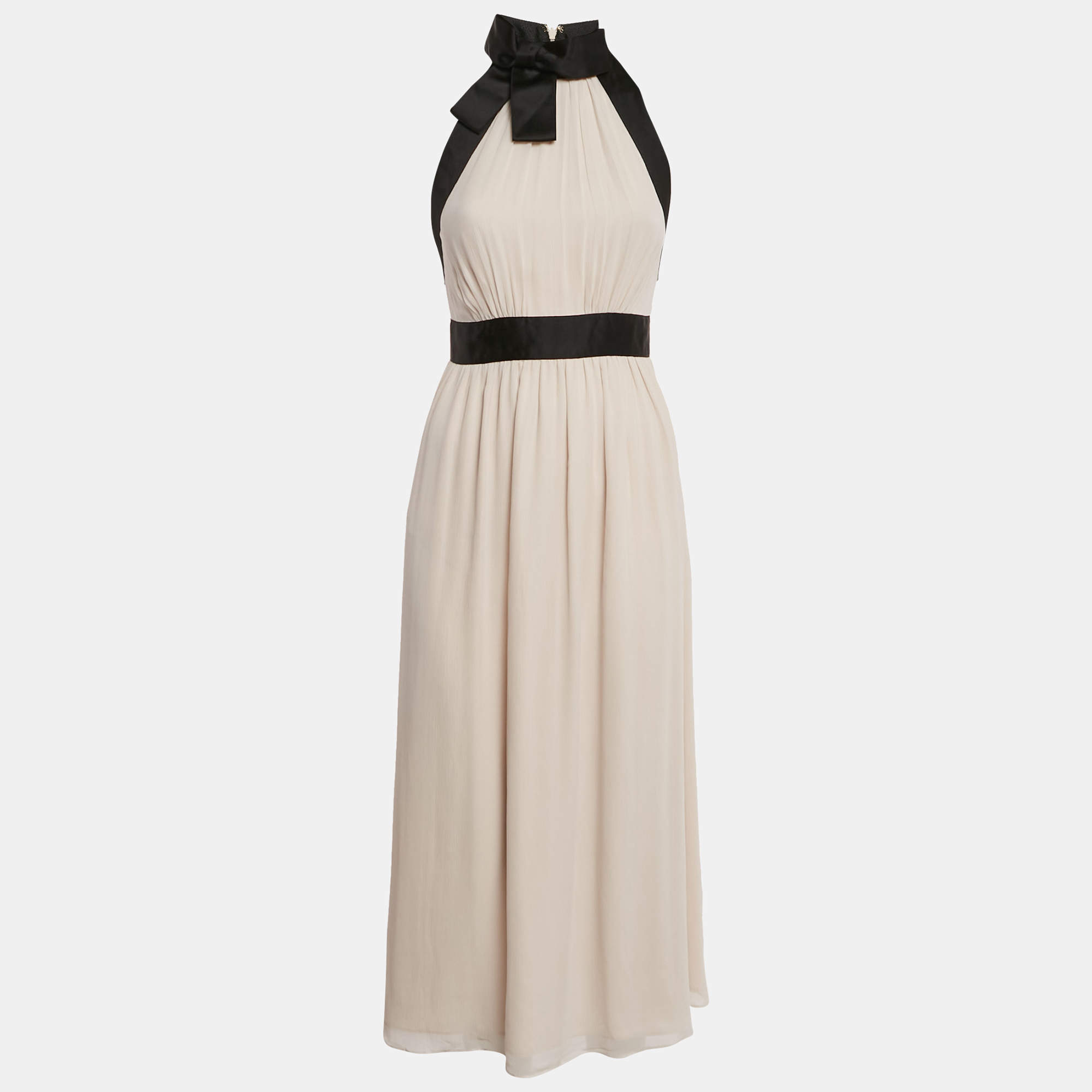 Kate Spade Beige/Black Silk Sleeveless Mini Dress S