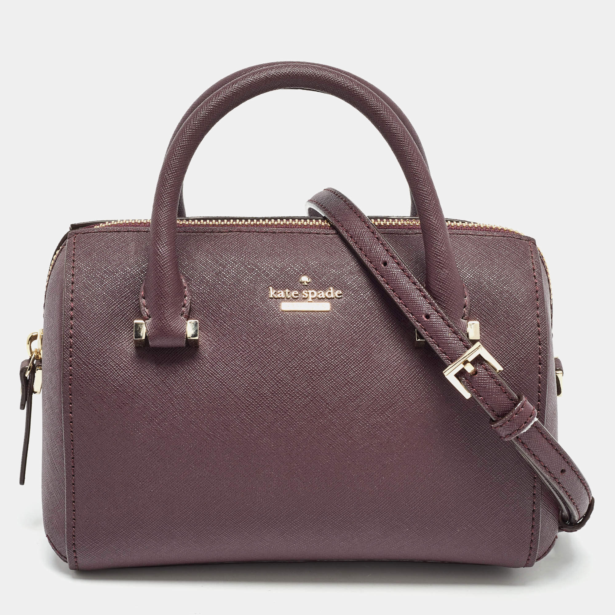 Pre Owned Kate Spade Burgundy Leather Cameron Street Lane Satchel 