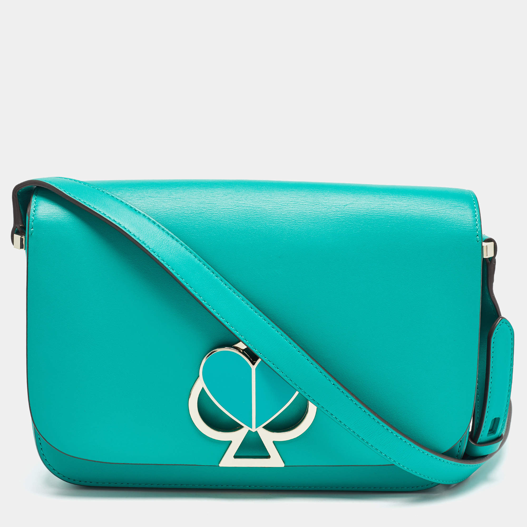 Kate Spade Green Leather Nicola Twist Lock Shoulder Bag