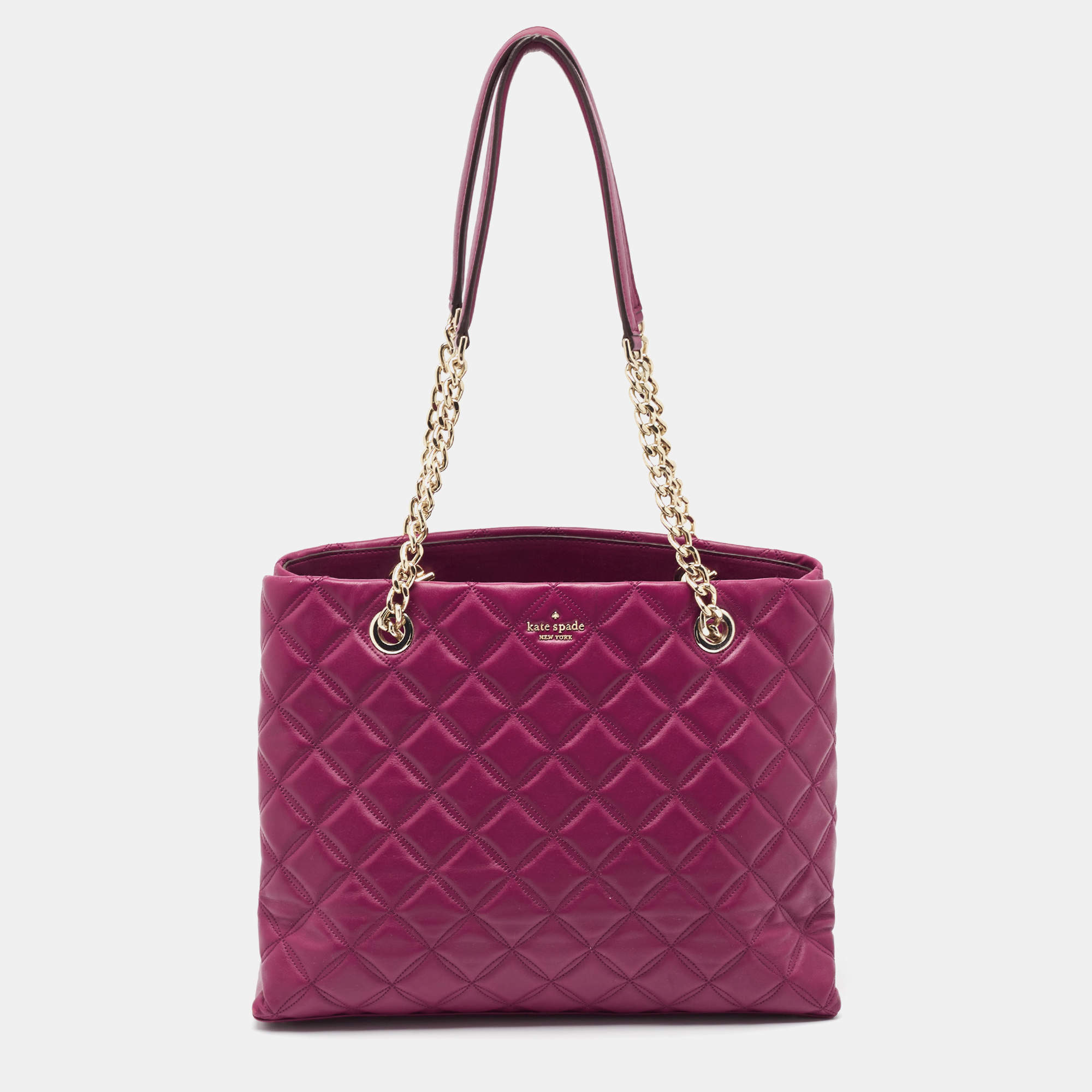 Pre Owned Kate Spade Burgundy Quilted Leather New York Natalia Tote