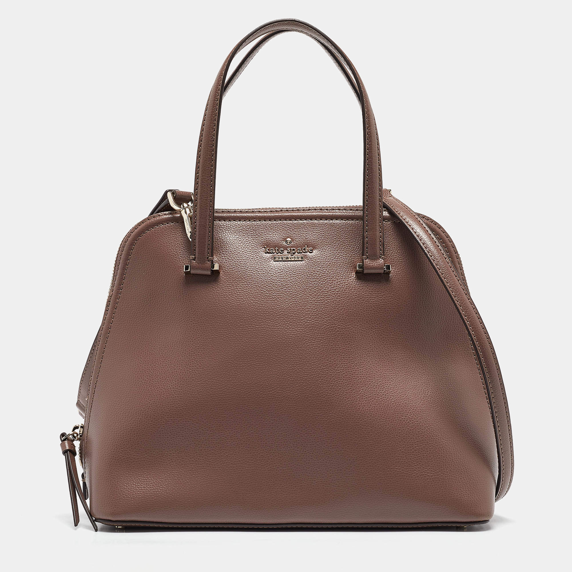 Kate Spade Taupe Brown Leather Patterson Drive Medium Dome Satchel
