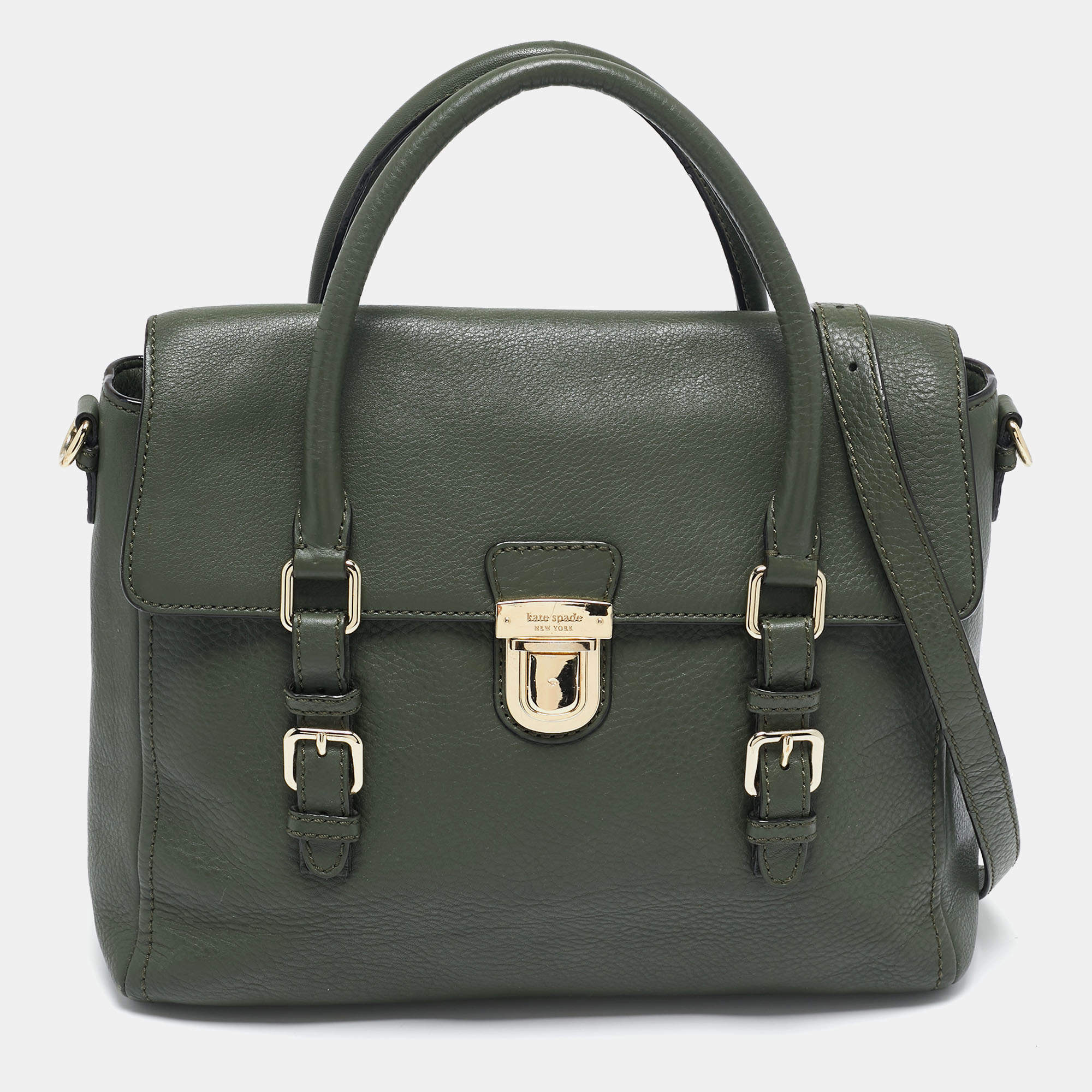 Kate Spade Olive Green Leather Lola Avenue Rollins Tote