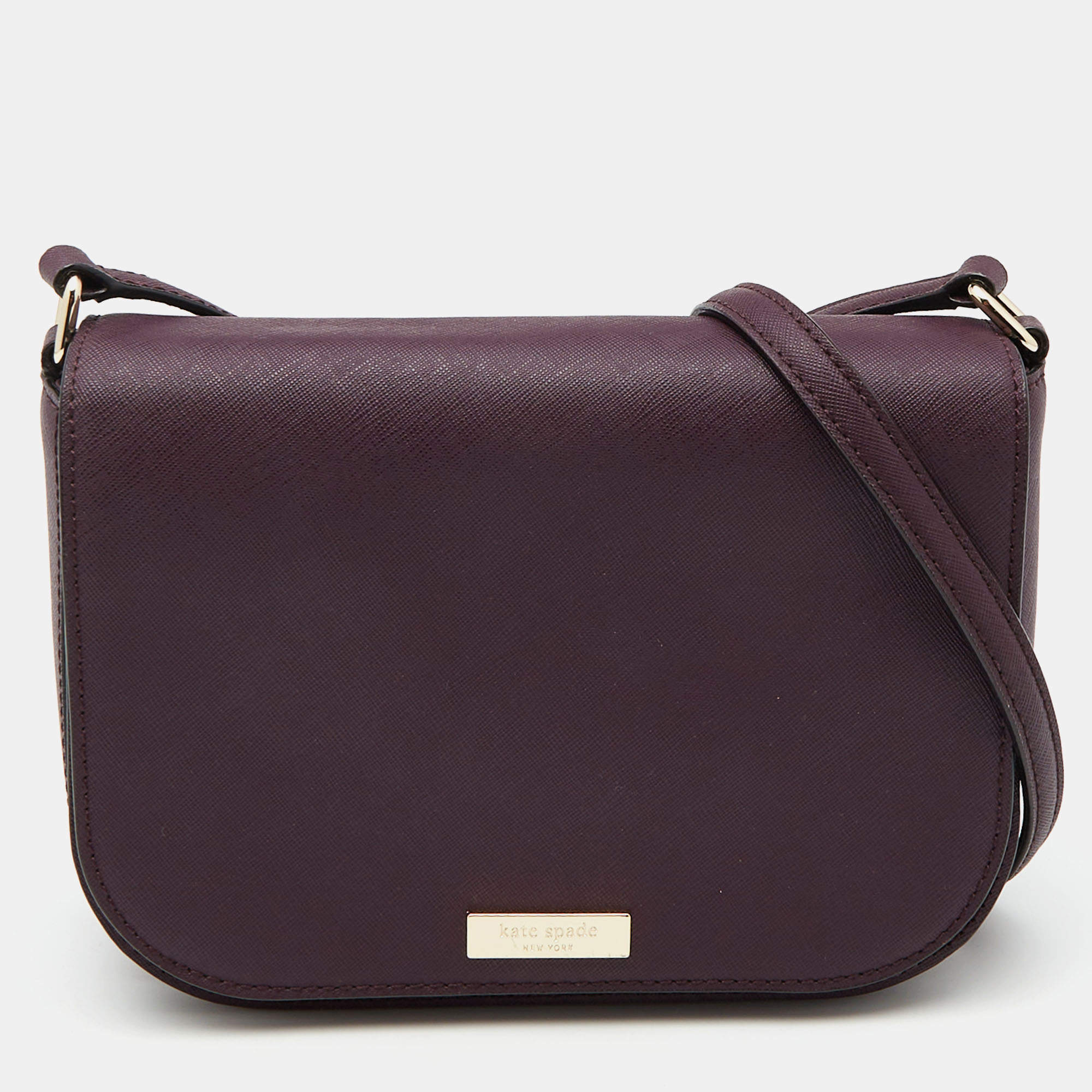 Kate Spade Plum Purple Leather Large Laurel Way Carsen Crossbody Bag