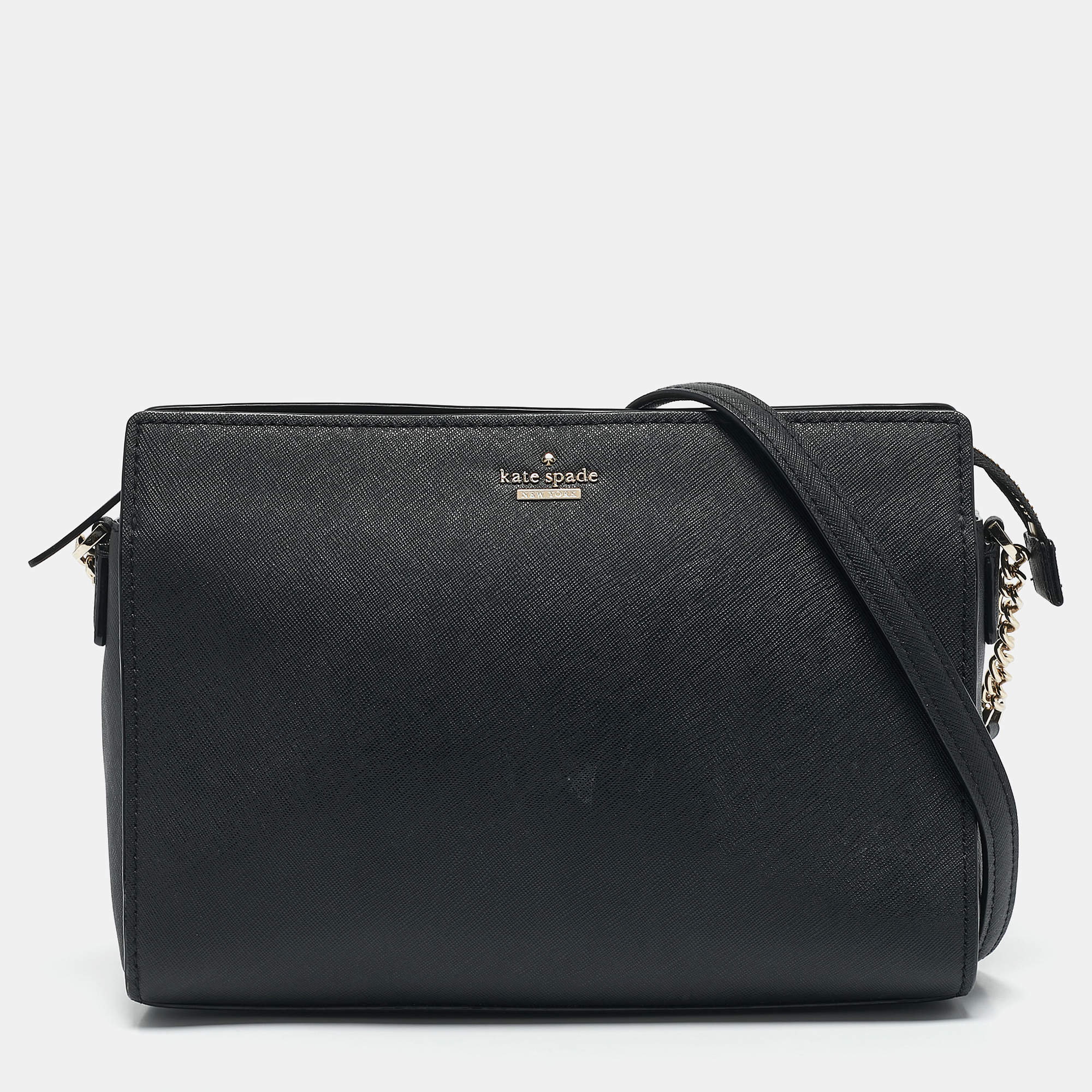 Pre Owned Kate Spade Black Saffiano Leather Cameron Street Zip Crossbody Bag