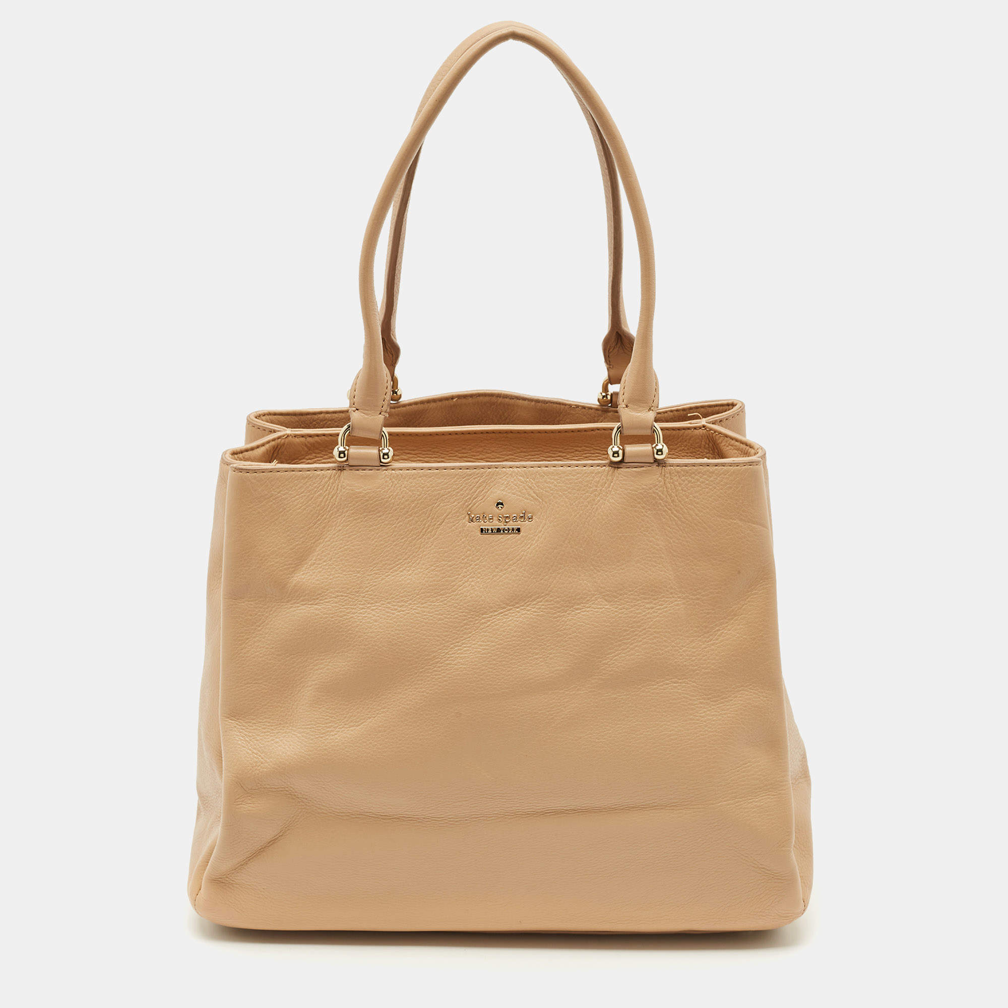 Kate Spade Beige Leather New York Lombard Street Neve Tote